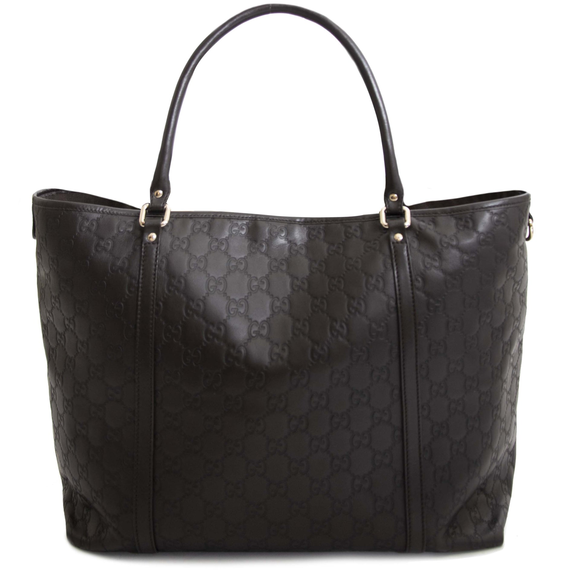 Secondhand Gucci Brown Leather Guccissima Tote Bag at Labellov.