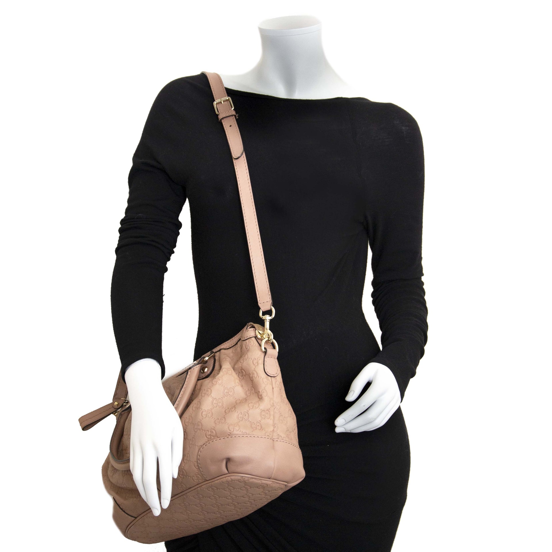 Gucci Guccissima Medium Sukey Top Handle Bag Dusty Rose now for sale at labellov vintage fashion webshop belgium