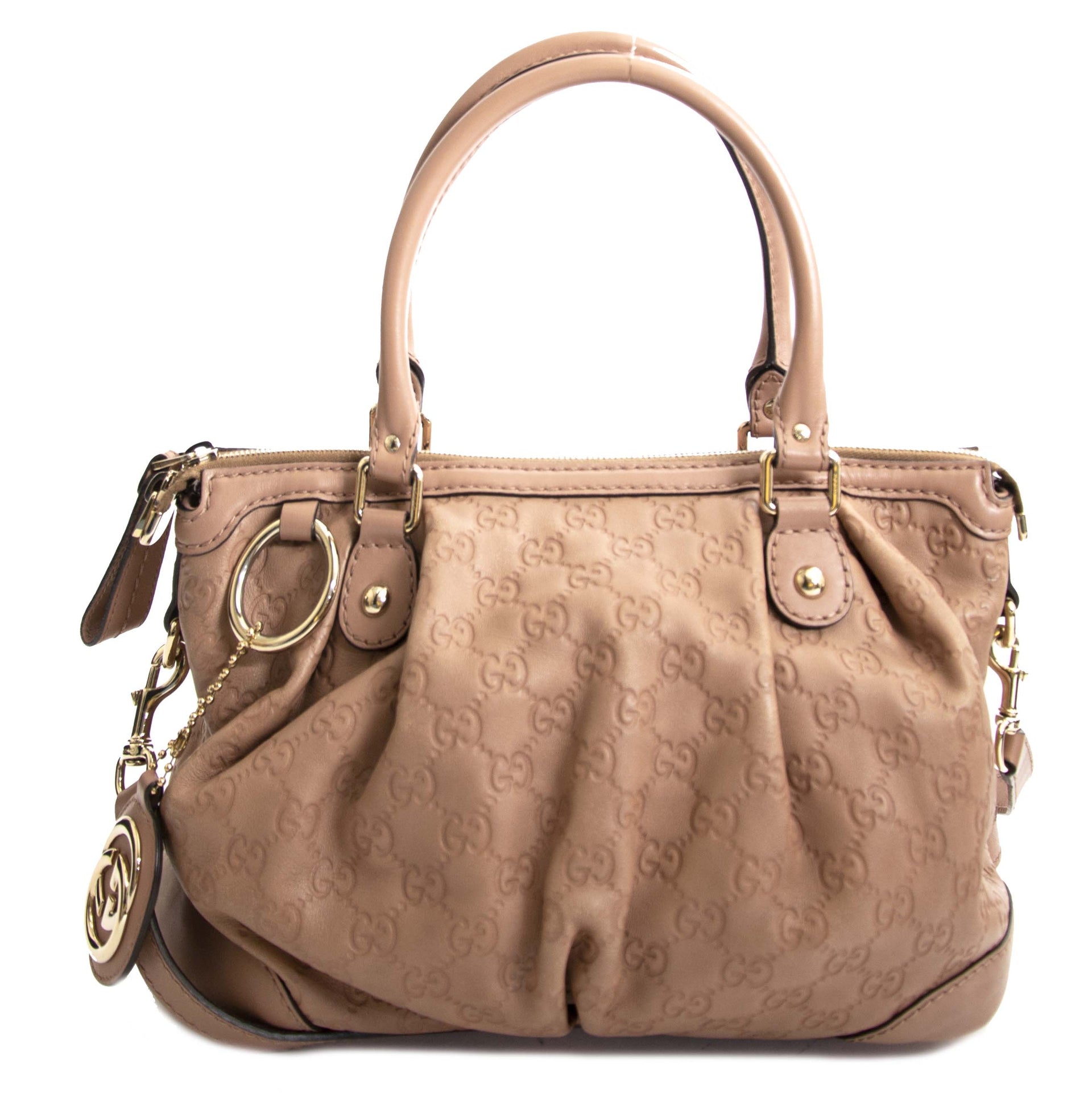 Gucci Guccissima Medium Sukey Top Handle Bag Dusty Rose now for sale at labellov vintage fashion webshop belgium