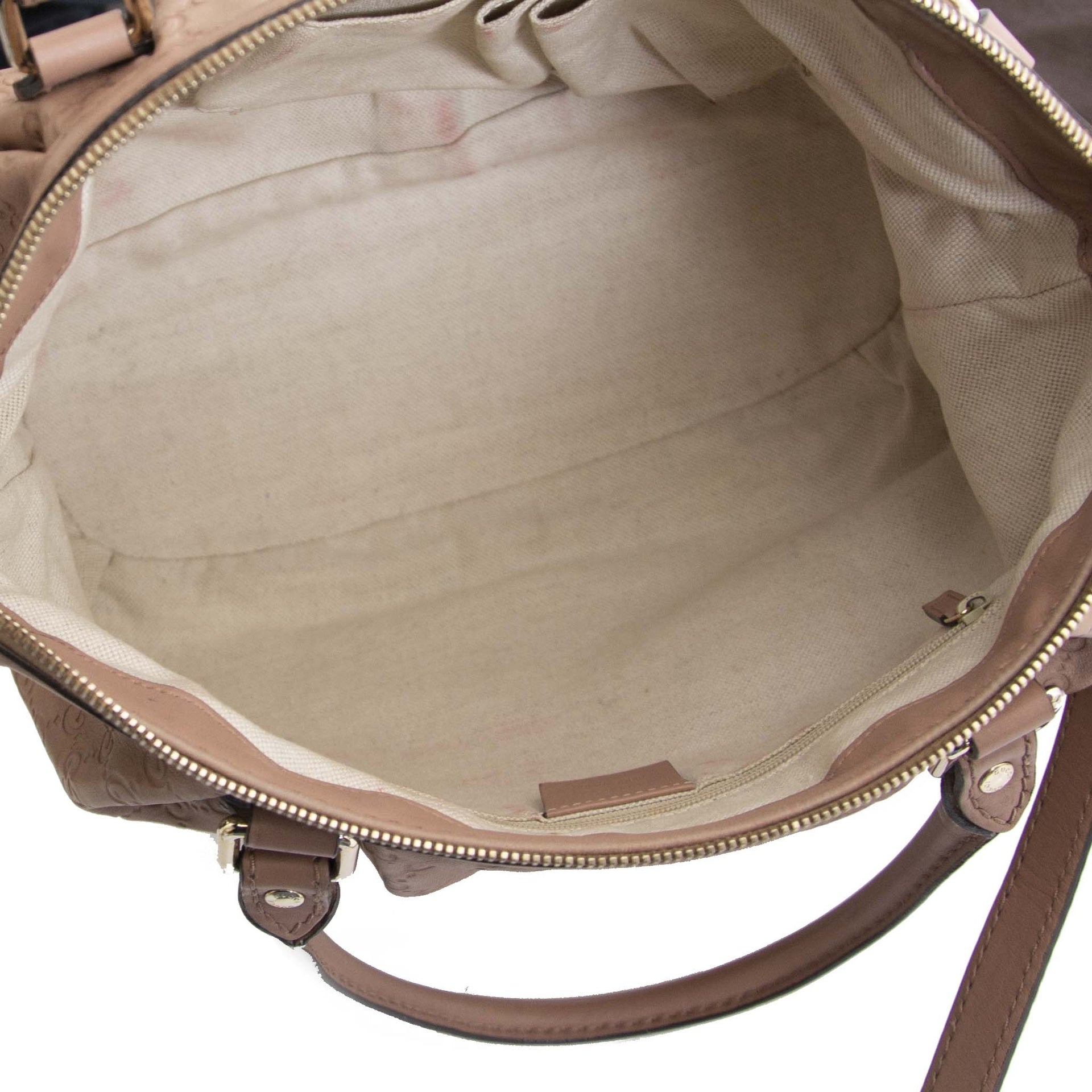 Gucci Guccissima Medium Sukey Top Handle Bag Dusty Rose now for sale at labellov vintage fashion webshop belgium