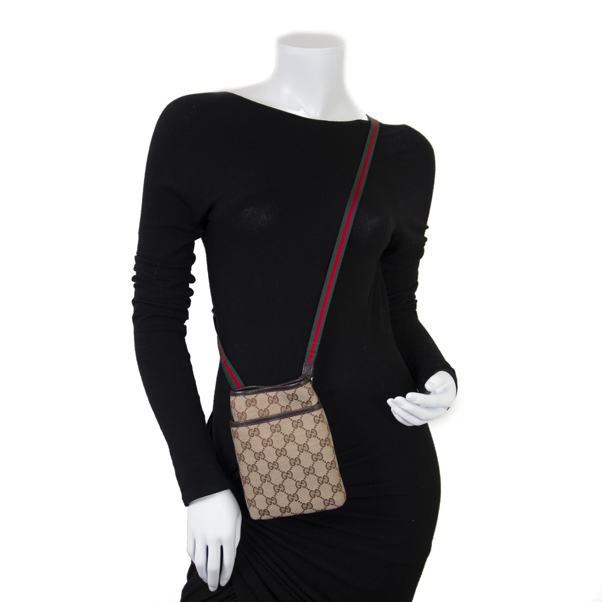 Gucci Beige/Ebony GG Canvas Mini Travel Messenger Bag now for sale at labellov vintage fashion webshop belgium