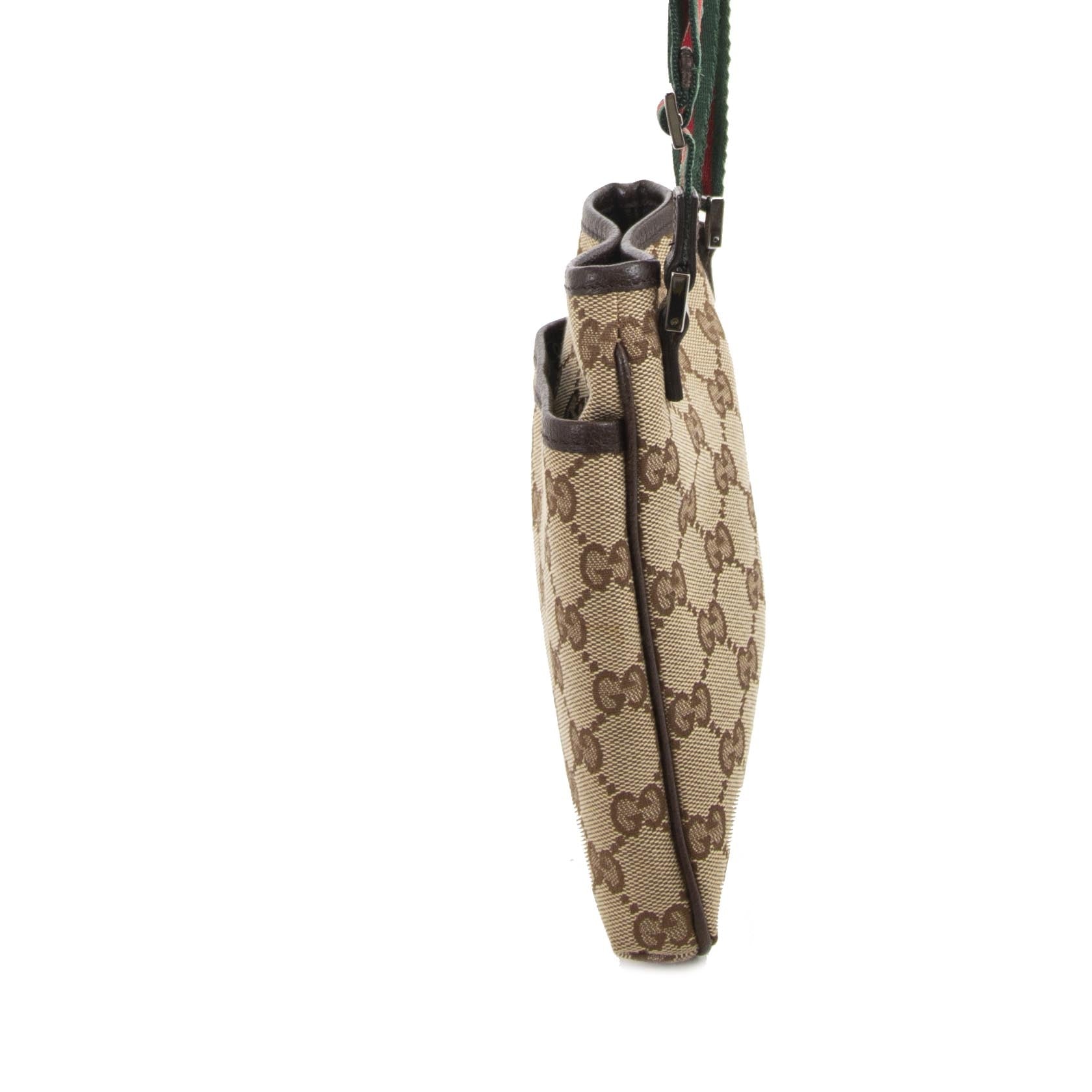 Gucci Beige/Ebony GG Canvas Mini Travel Messenger Bag now for sale at labellov vintage fashion webshop belgium