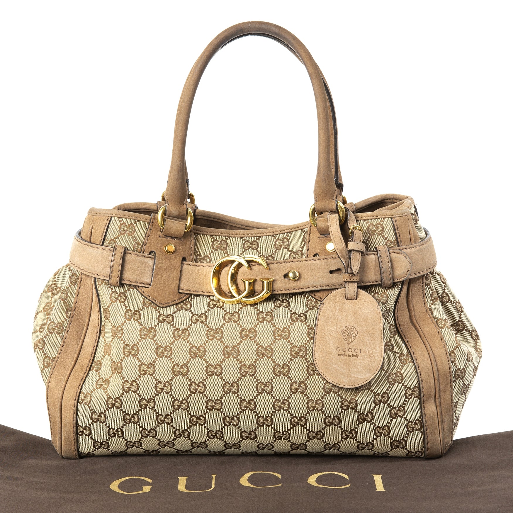 gucci medium GG running leather tote now for sale at labellov vintage fashion webshop belgium