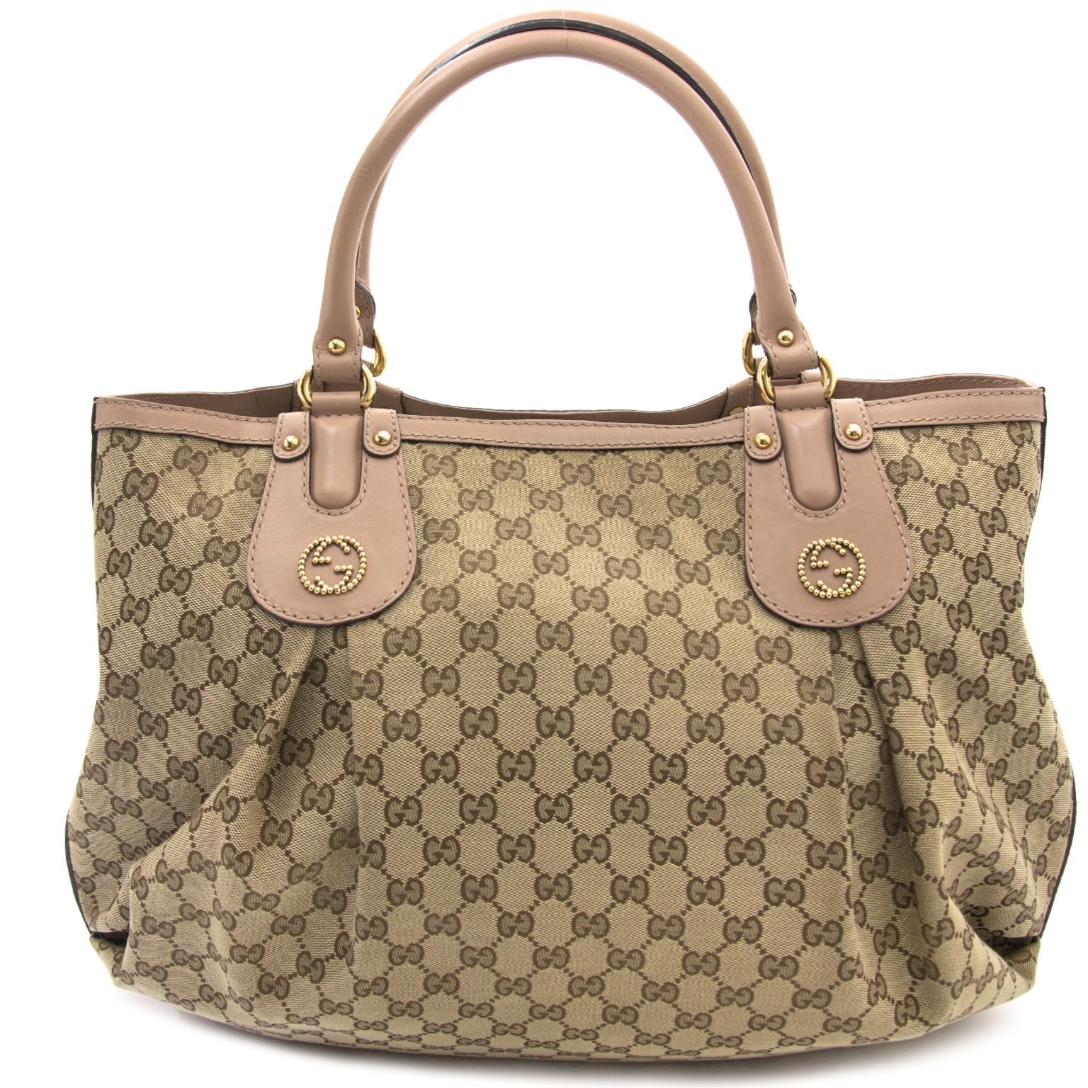 Gucci Monogram Shopper Nude Lining nu online op labellov.com, de luxe tweedehands webshop voor designer handtassen