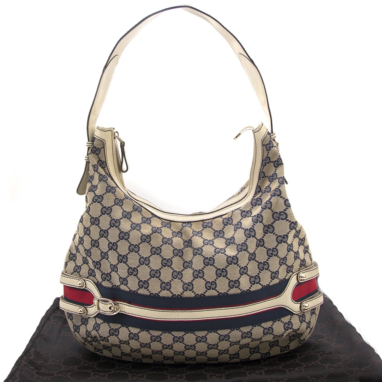 Gucci blauwe Monogram Canvas schouder tas nu online bij labellov.com tegen de beste prijs