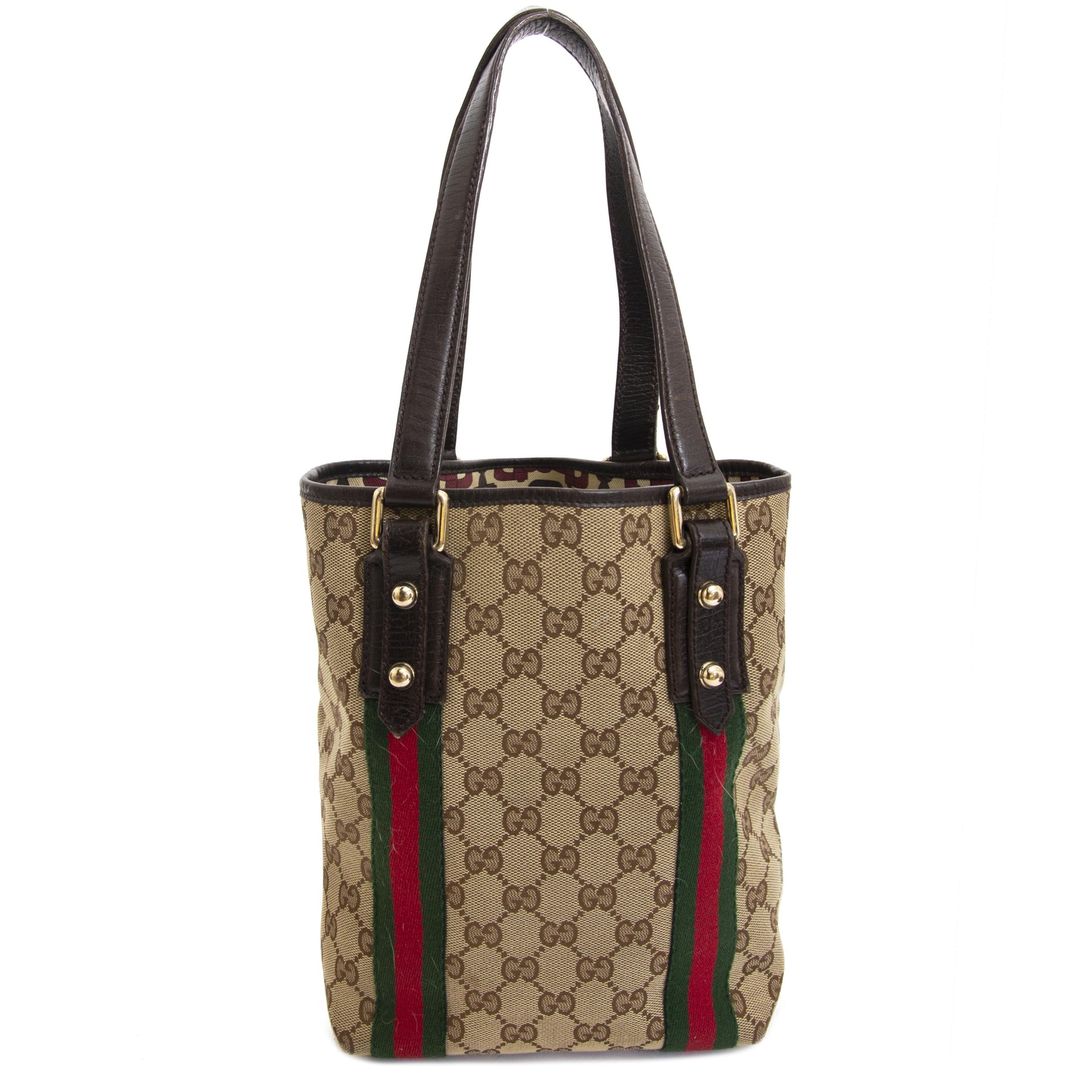 Gucci Monogram Webb Bucket Bag