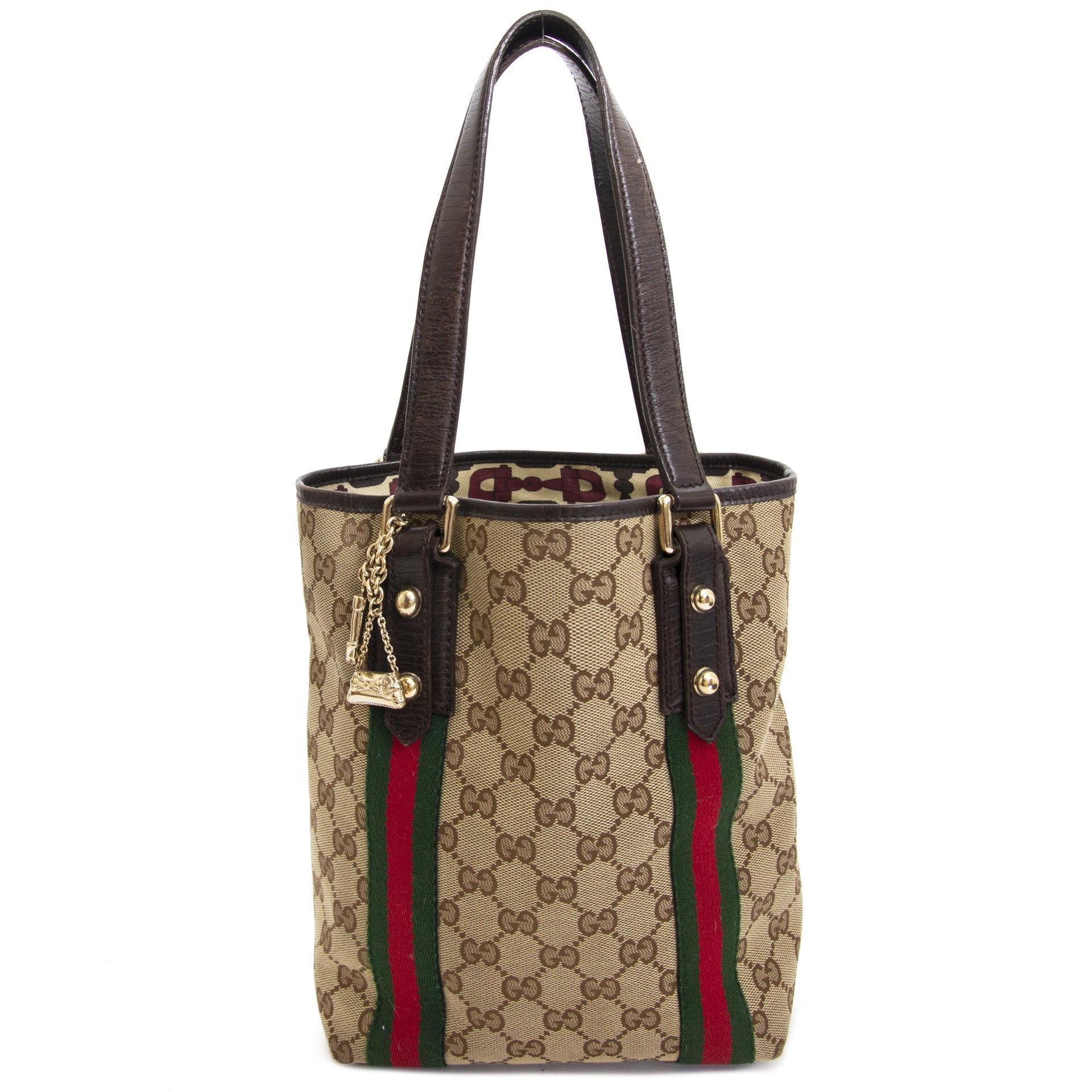 Gucci Monogram Webb Bucket Bag te koop bij Labellov in Antwerpen