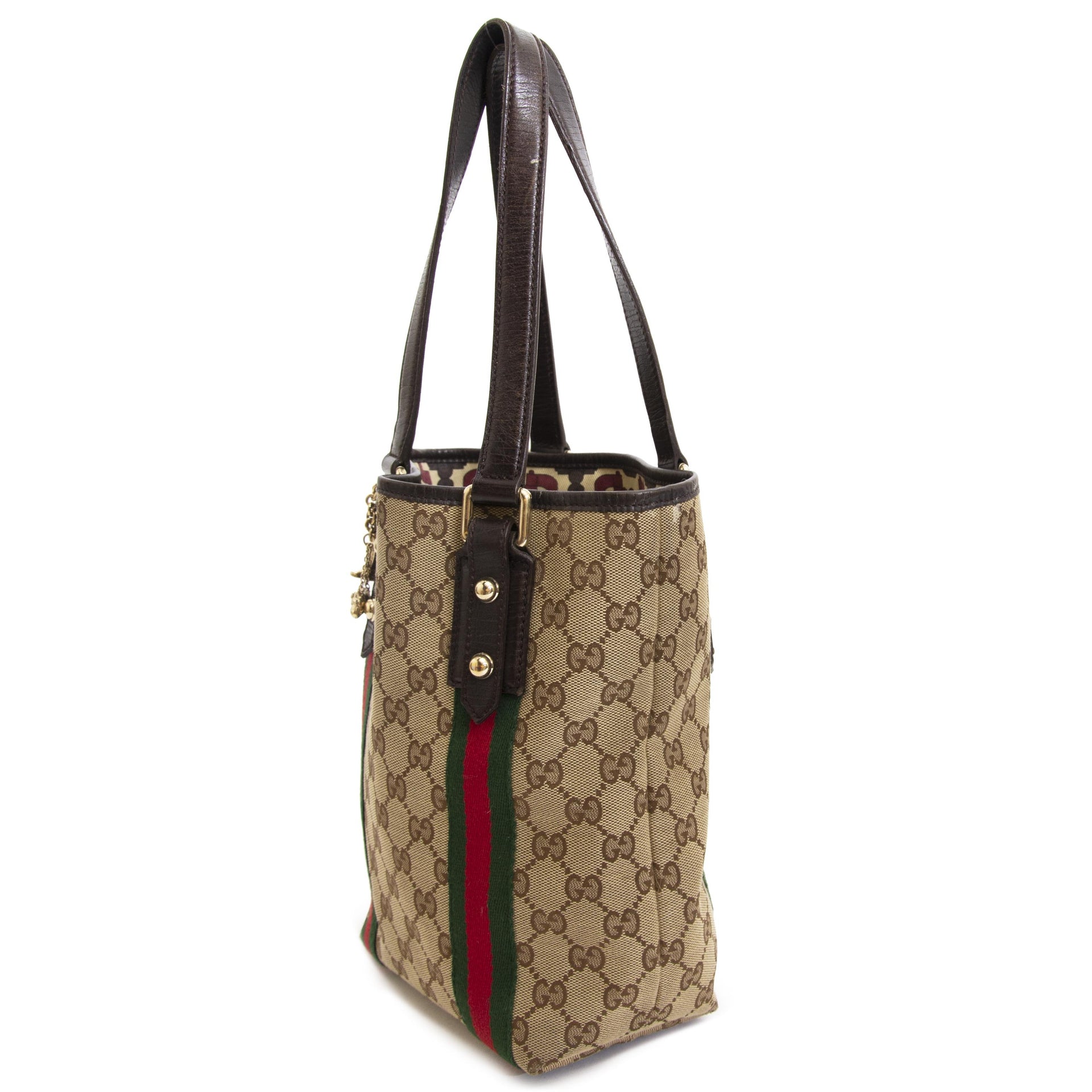 Gucci Monogram Webb Bucket Bag