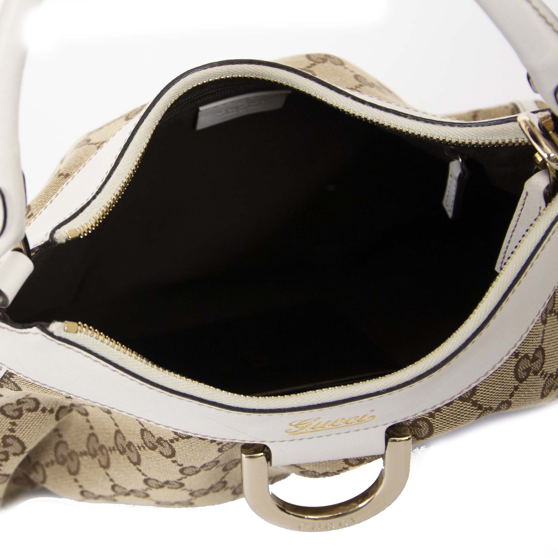 Gucci GG Canvas petit d-ring hobo sac à vendre à labellov vintage webshop de mode belgique