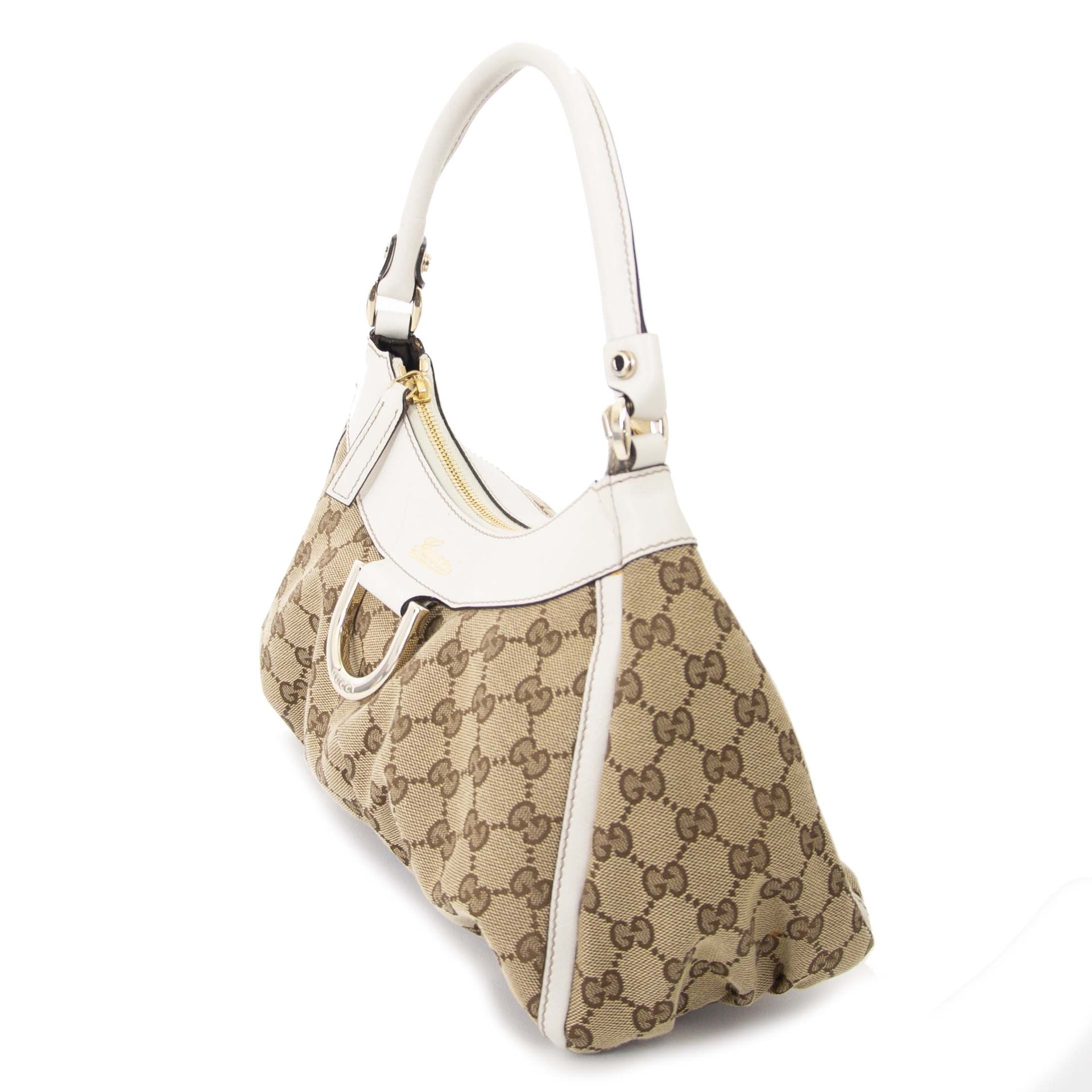 Gucci GG Canvas petit d-ring hobo sac à vendre à labellov vintage webshop de mode belgique