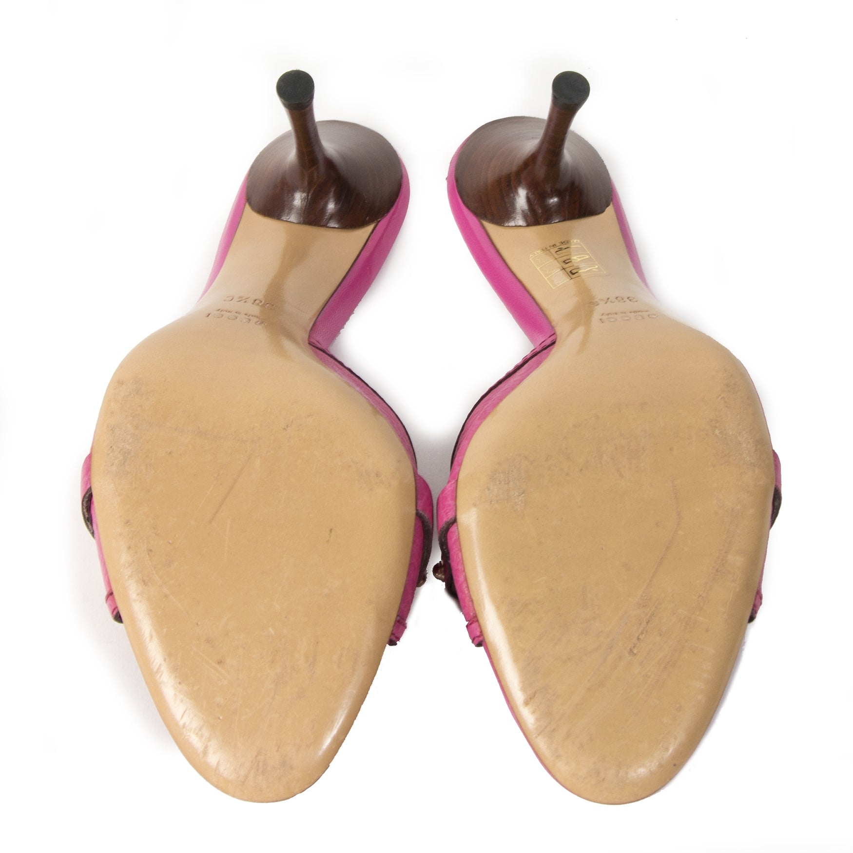Gucci Pink Leather Bamboo Mules