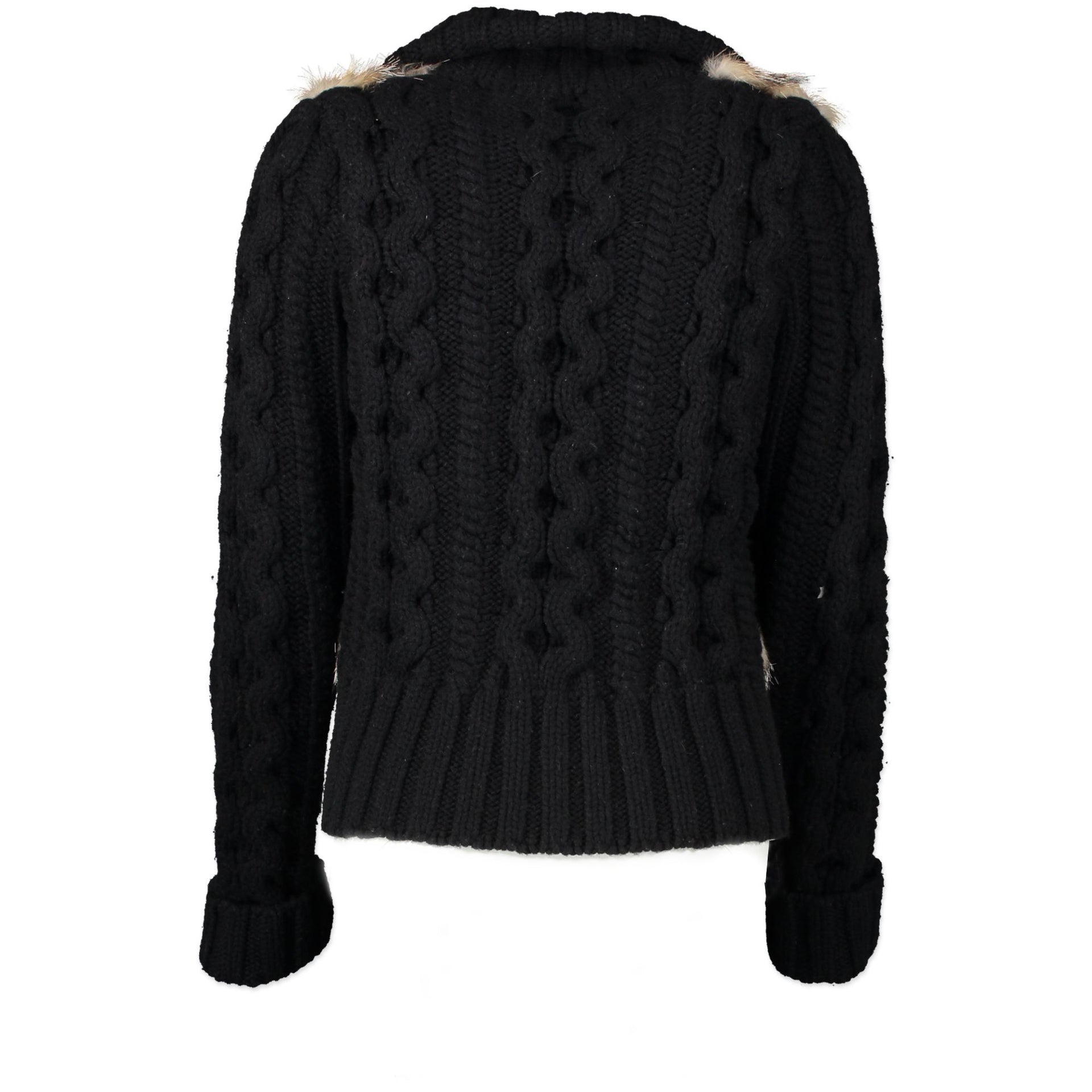 We buy and sell your authentic Gucci Black Fur Cable Knit Sweater Jacket