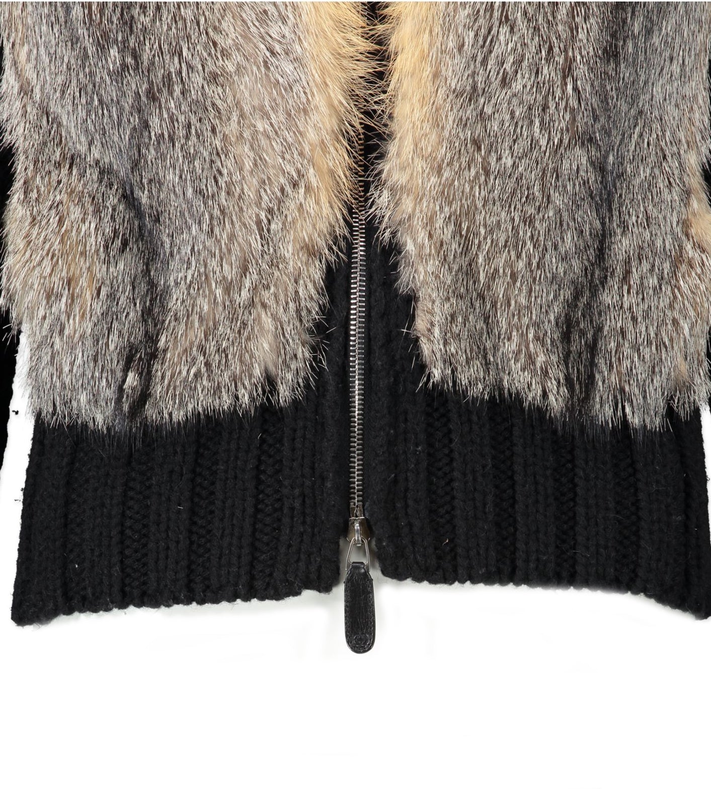 Gucci Black Fur Cable Knit Sweater Jacket for the best price at Labellov