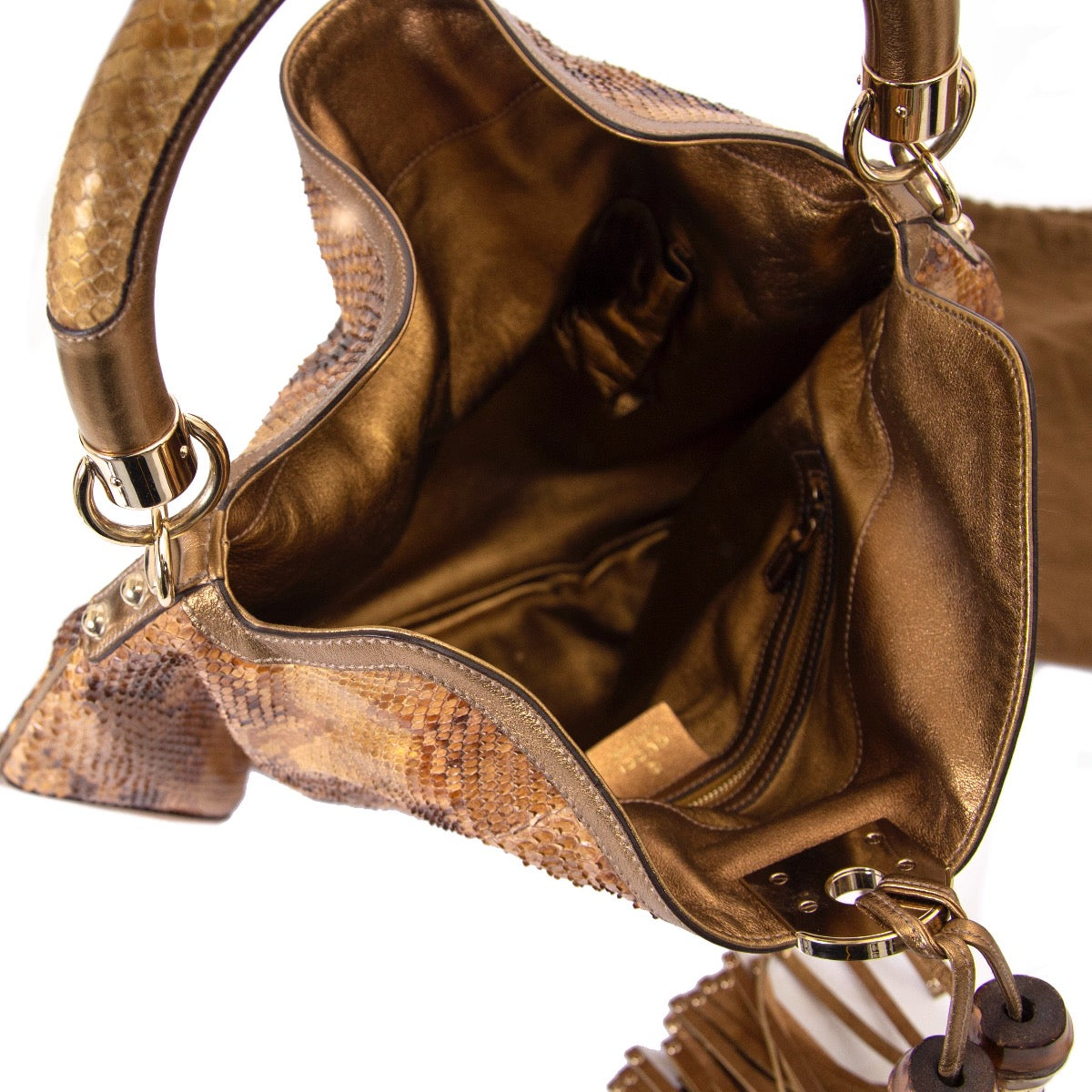 Buy an authentic pair of second hand Gucci Beige Python Baboushka Indy Shoulder Bag in very good condition at Labellov.