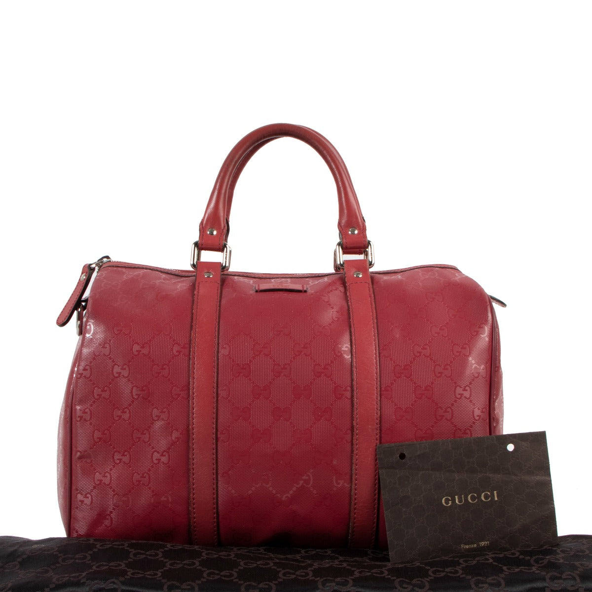 Gucci Red GG Imprime Joy Boston Bag