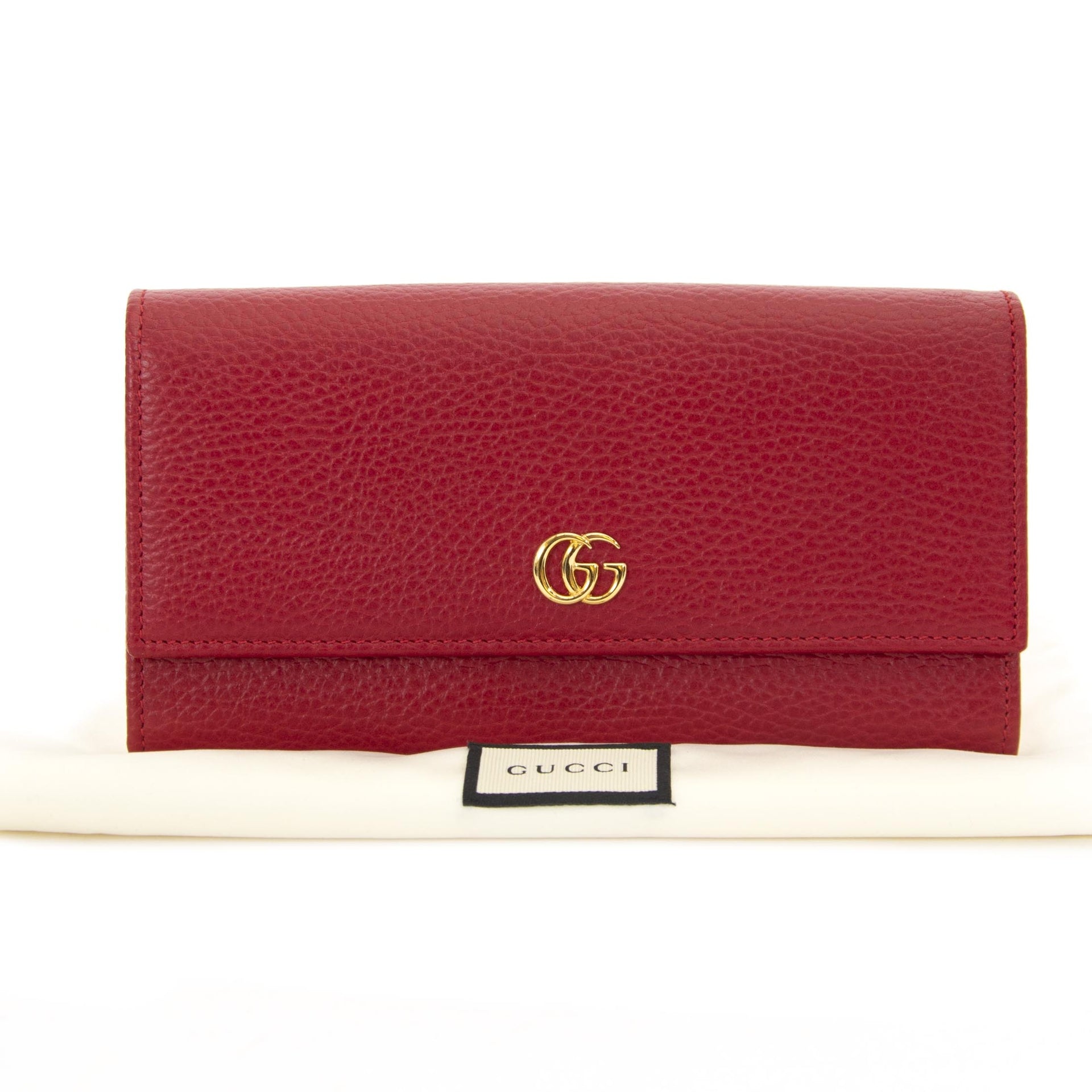 Gucci Red Leather Continental Wallet now for sale at labellov vintage fashion webshop belgium