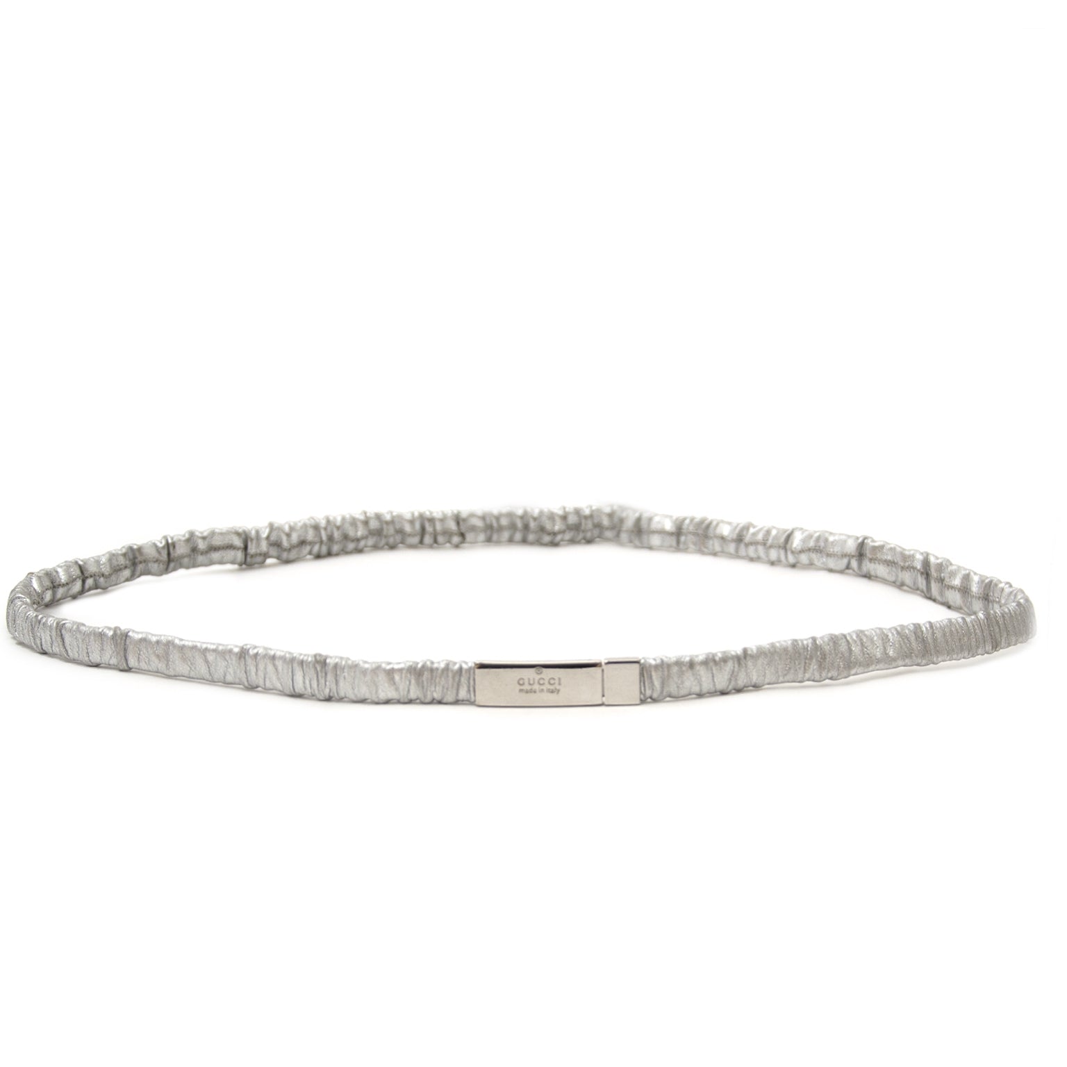 gucci silver elastic belt now for sale at labellov vintage fashion webshop belgium