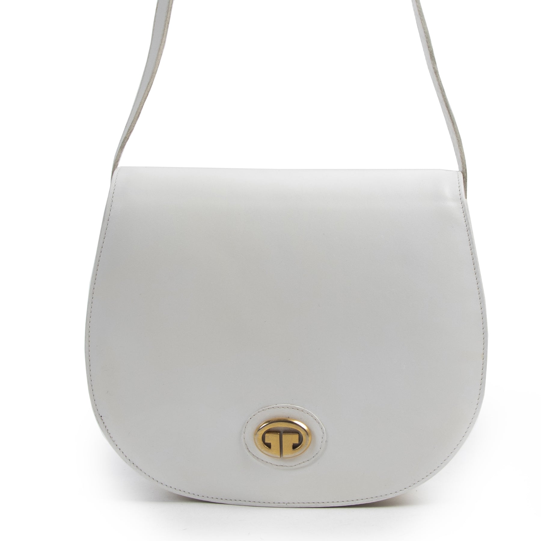 Gucci White Vintage Saddle Shoulder Bag pour le meilleur prix chez Labellov à Anvers Belgique