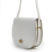 Gucci White Vintage Saddle Shoulder Bag