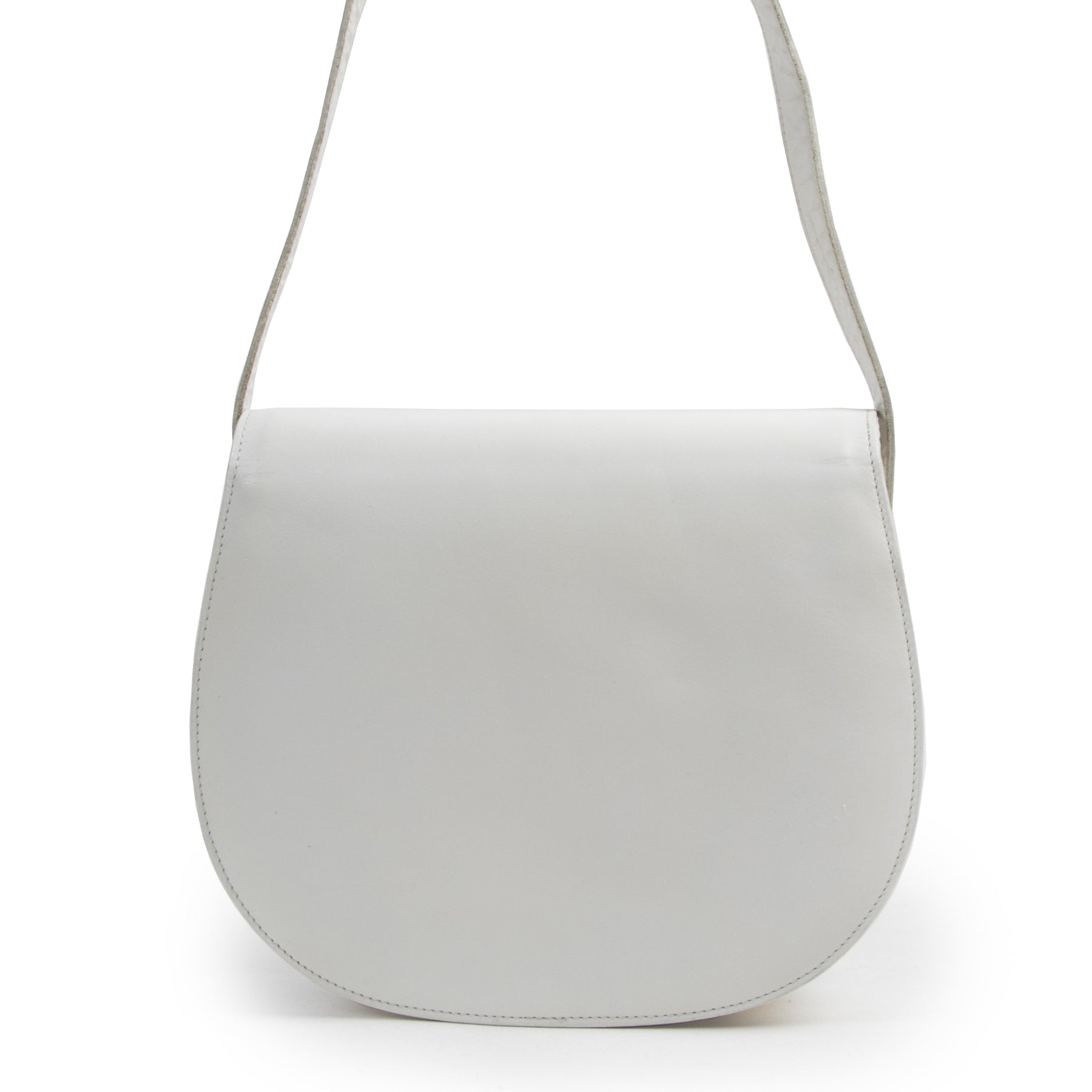 Gucci White Vintage Saddle Shoulder Bag