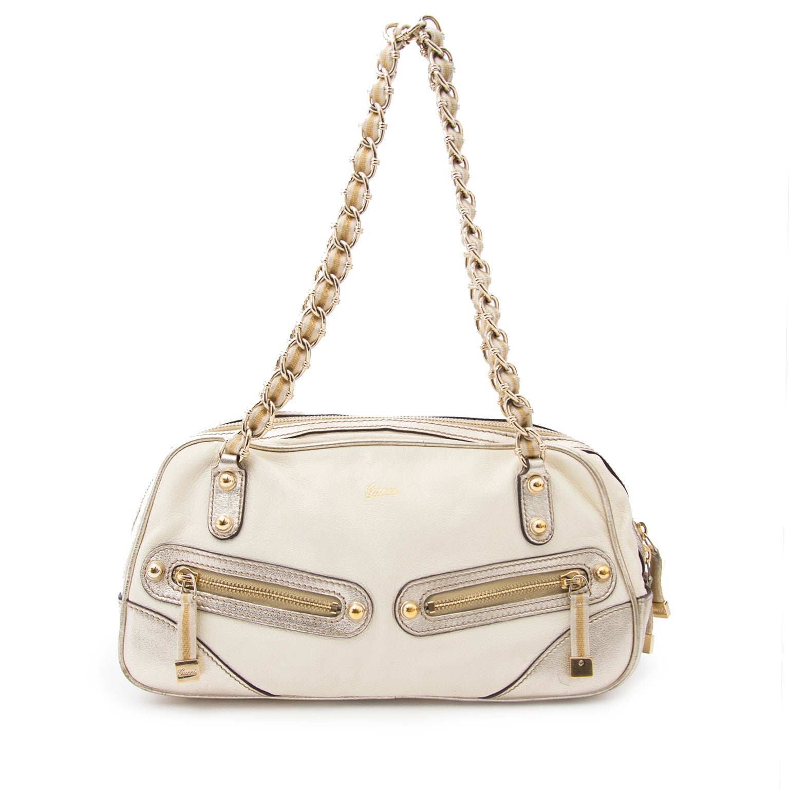 Koop deze Gucci Gold Cream Schouder tas online.