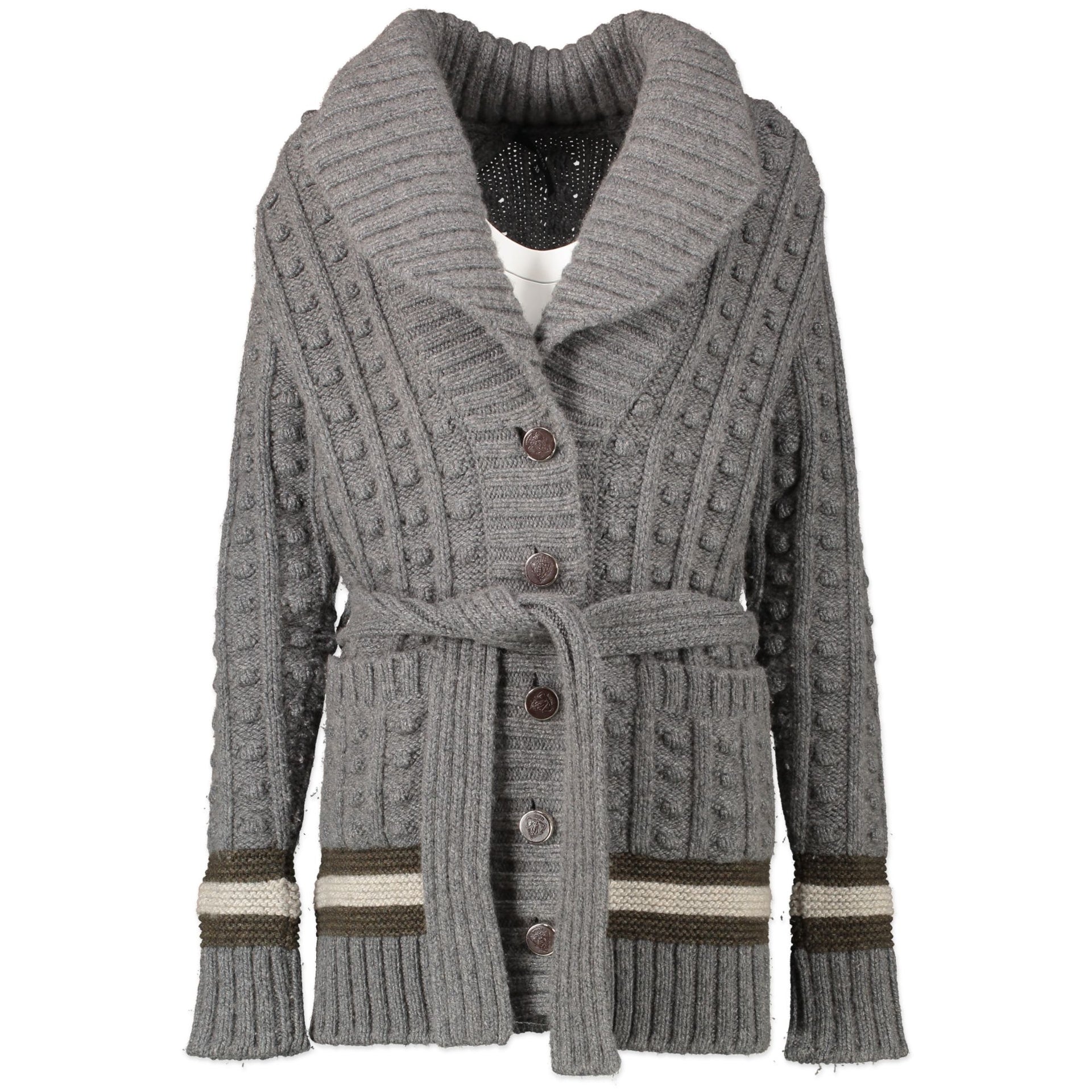 Gucci Grey Cashmere Cardigan With Belt - Size XS