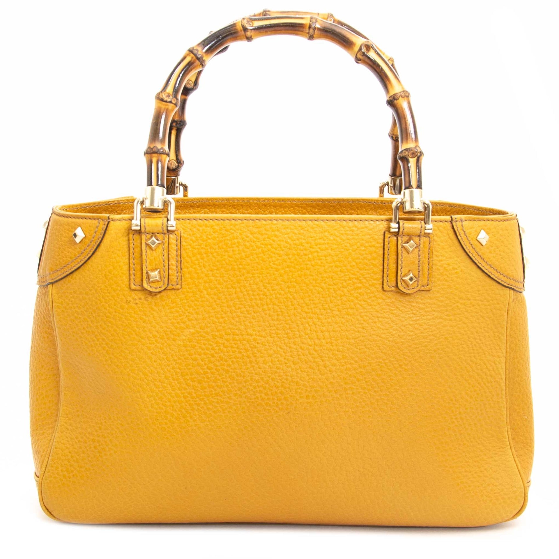Gucci Yellow Bamboo Bag now for sale at labellov vintage fashion webshop belgium