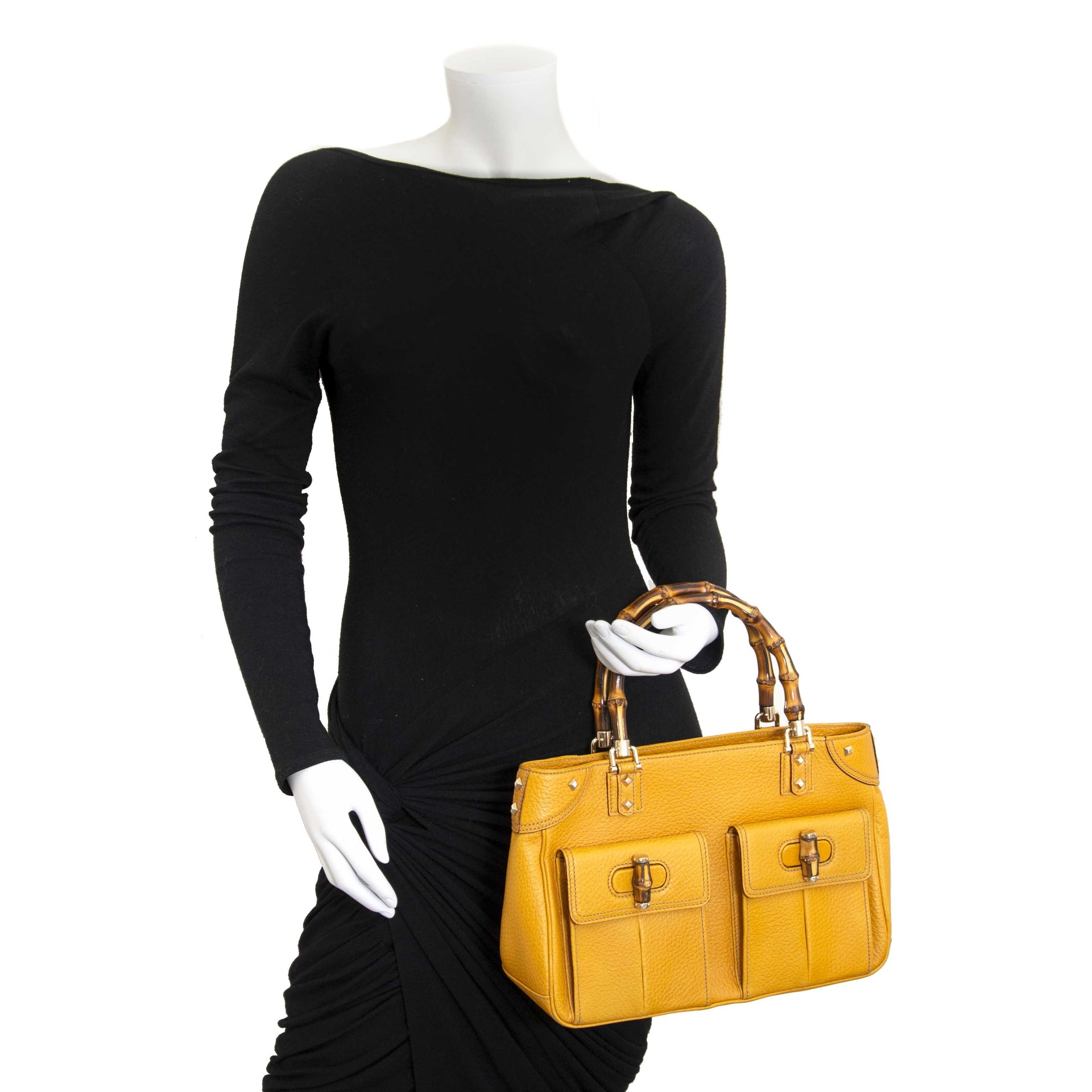 Gucci Yellow Bamboo Bag now for sale at labellov vintage fashion webshop belgium