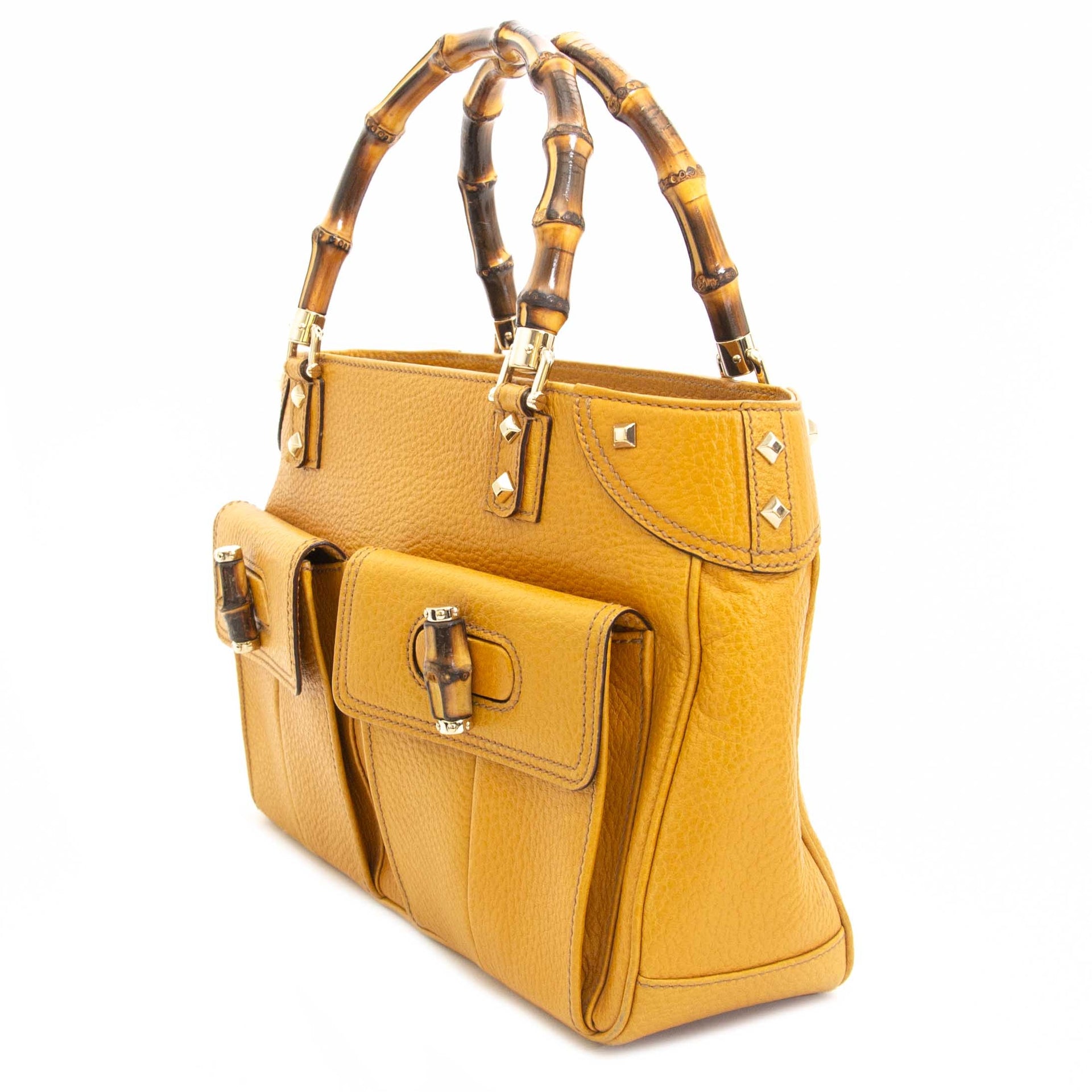 Gucci Yellow Bamboo Bag now for sale at labellov vintage fashion webshop belgium