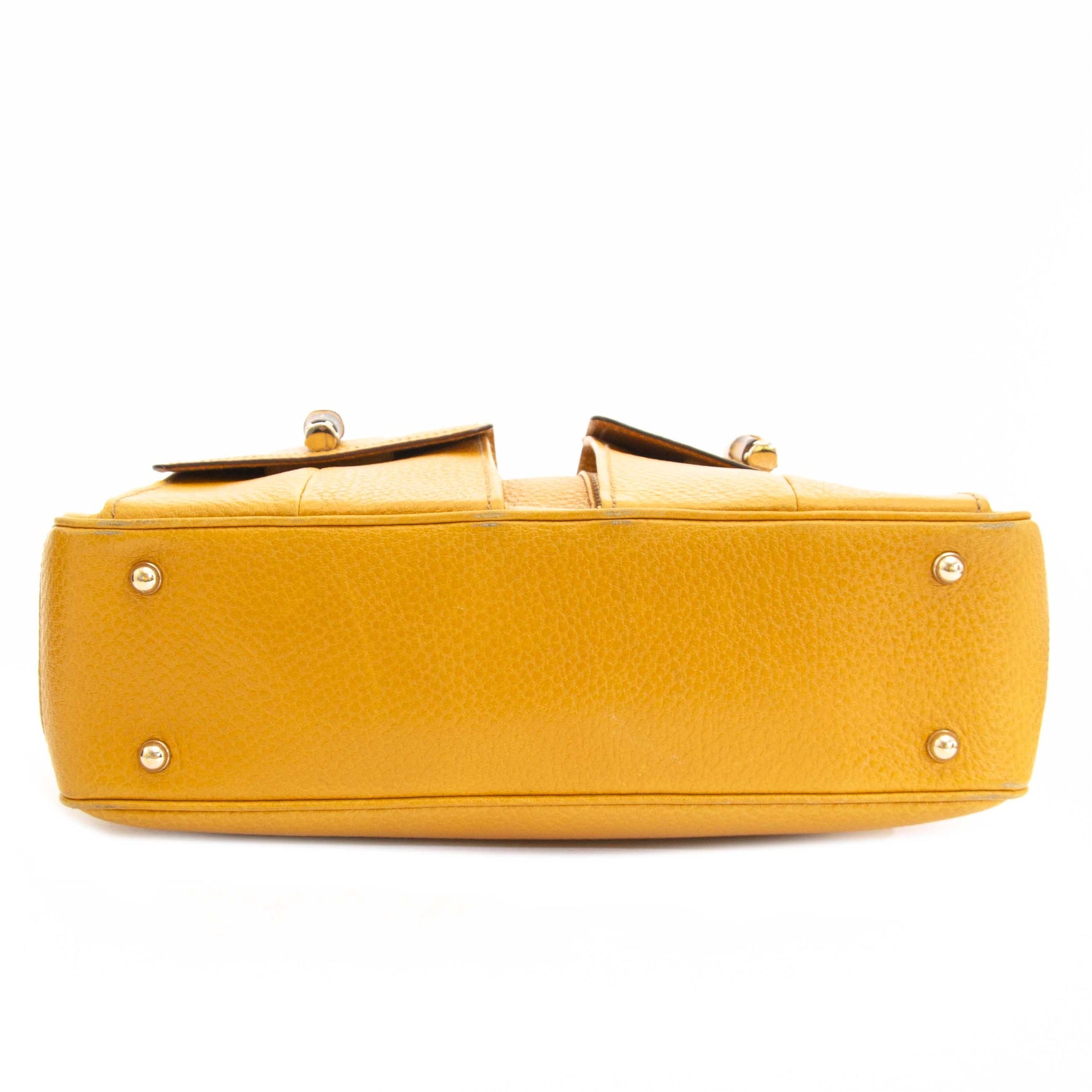 Gucci Yellow Bamboo Bag now for sale at labellov vintage fashion webshop belgium