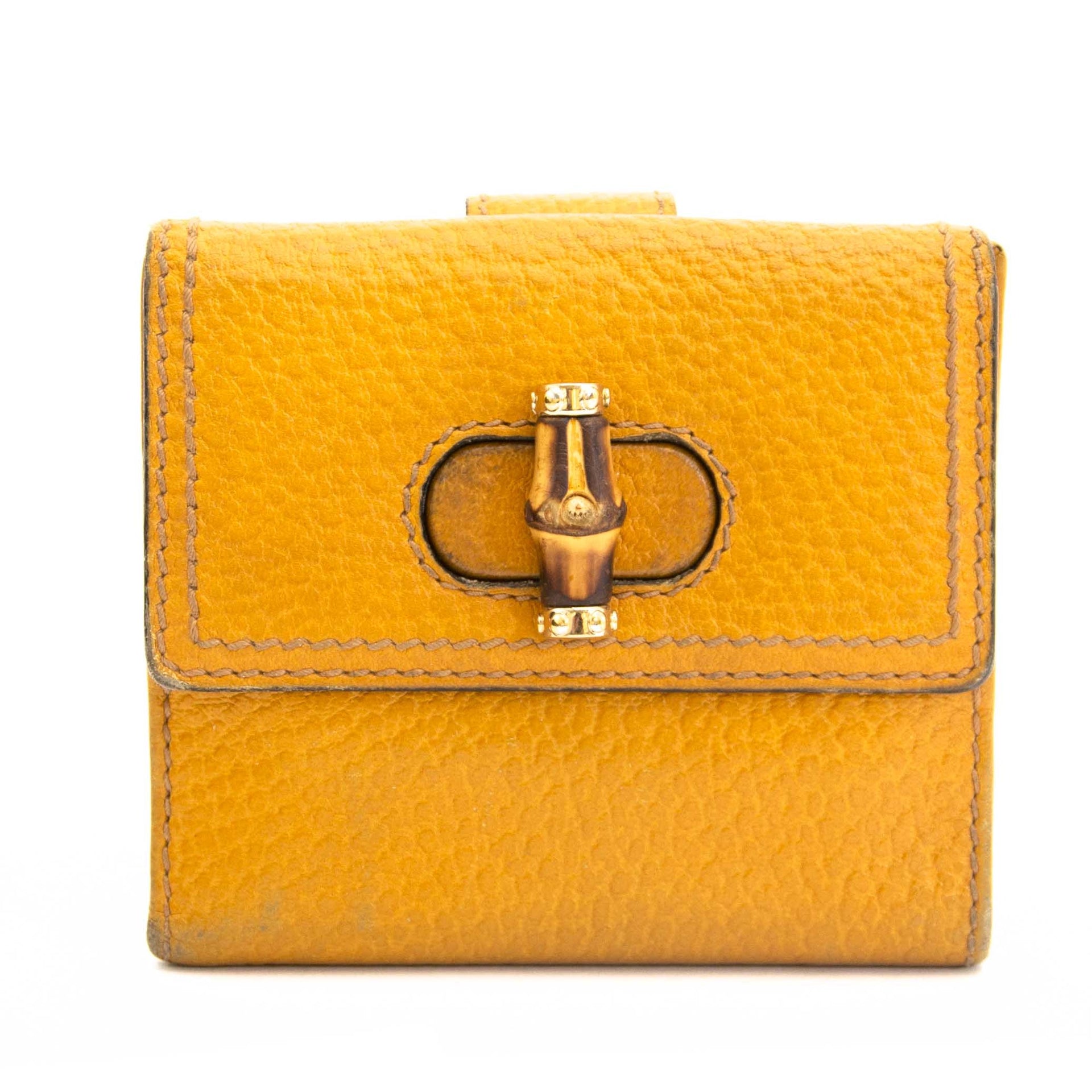 Gucci Yellow Bamboo Wallet now for sale at labellov vintage webshop for the lowest price