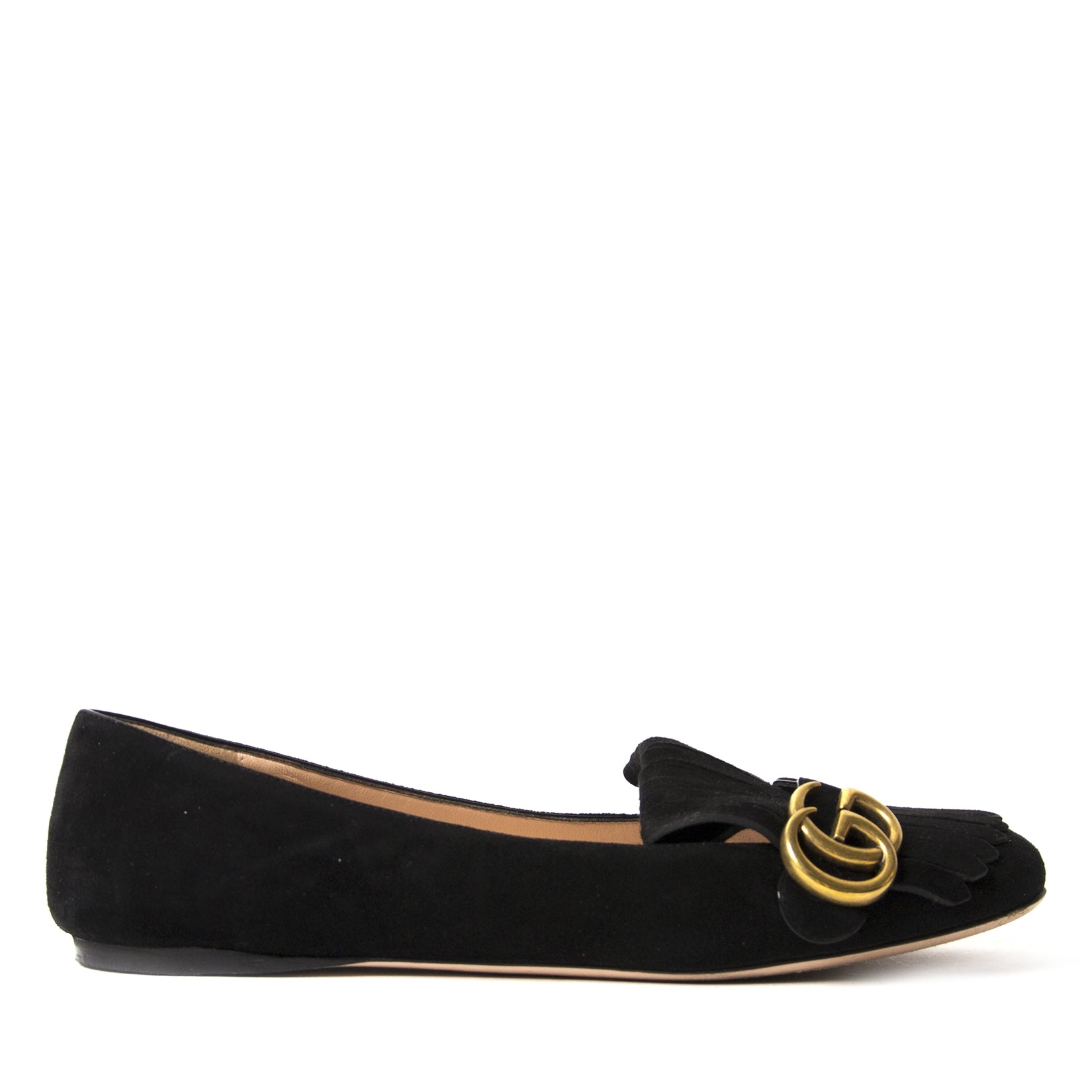 Mocassins plats à franges Gucci Marmont noirs - Taille 38.5