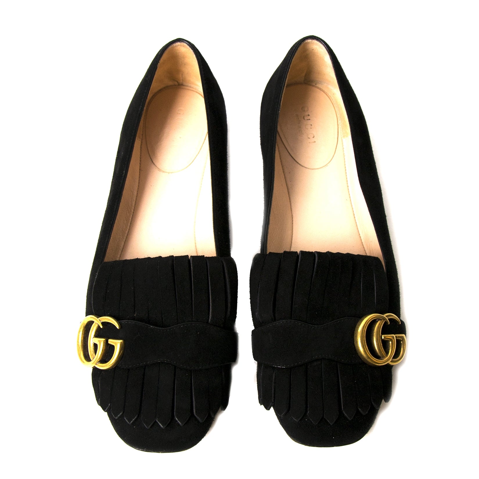 Mocassins plats à franges Gucci Marmont noirs - Taille 38.5