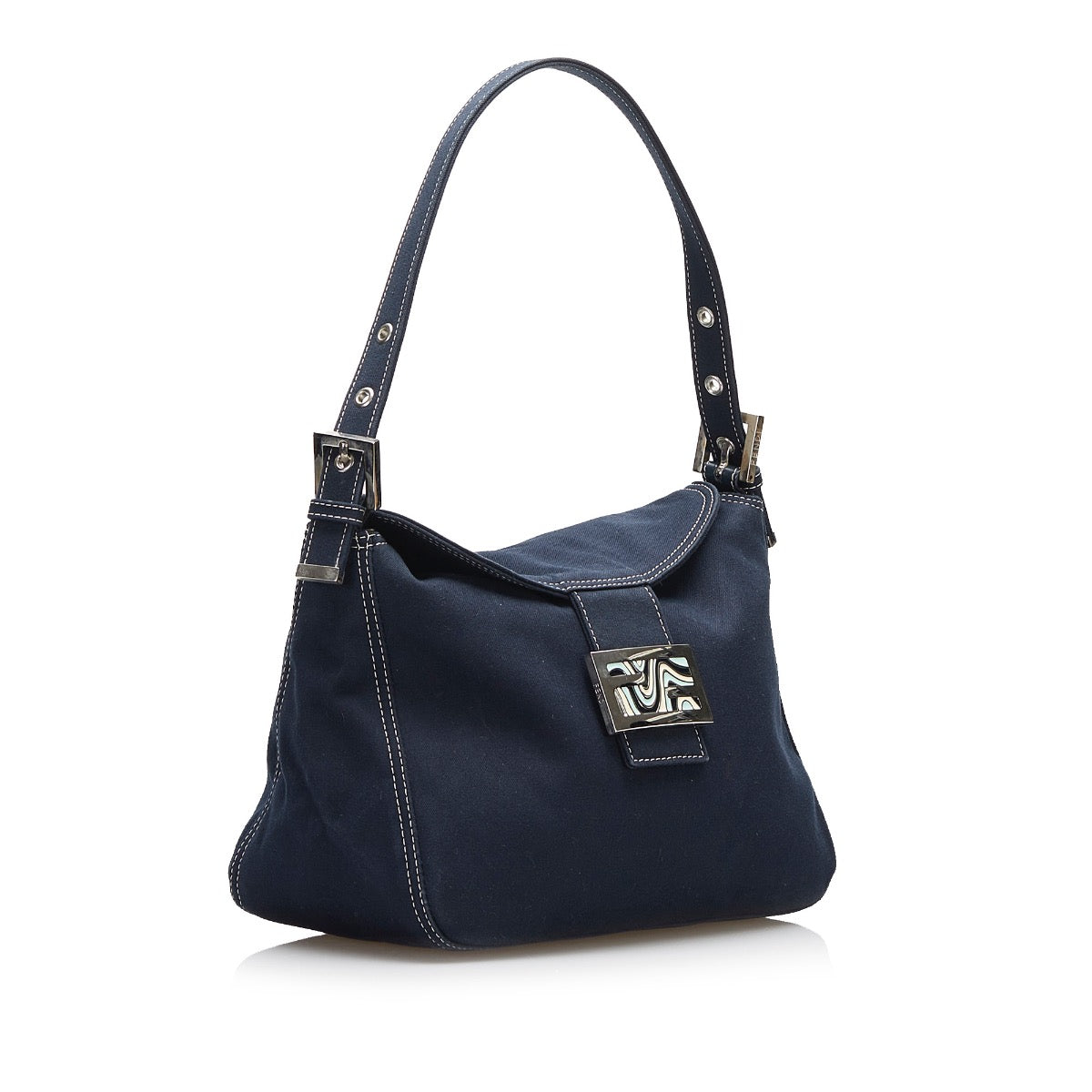 Shop safe online at Labellov in Antwerp, Brussels and Knokke this 100% authentic second hand Fendi Blue Fabric Shoulder Bag