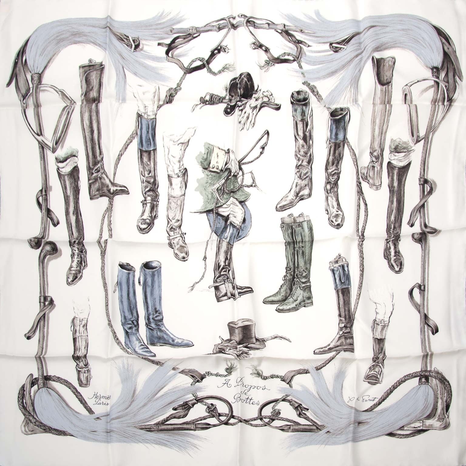 buy Hermes Carre Silk Scarf A propos De Bottes at labellov for a good price