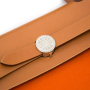 Hermès Herbag Zip 31 cm in orange toile officier and vache hunter for sale online at Labellov