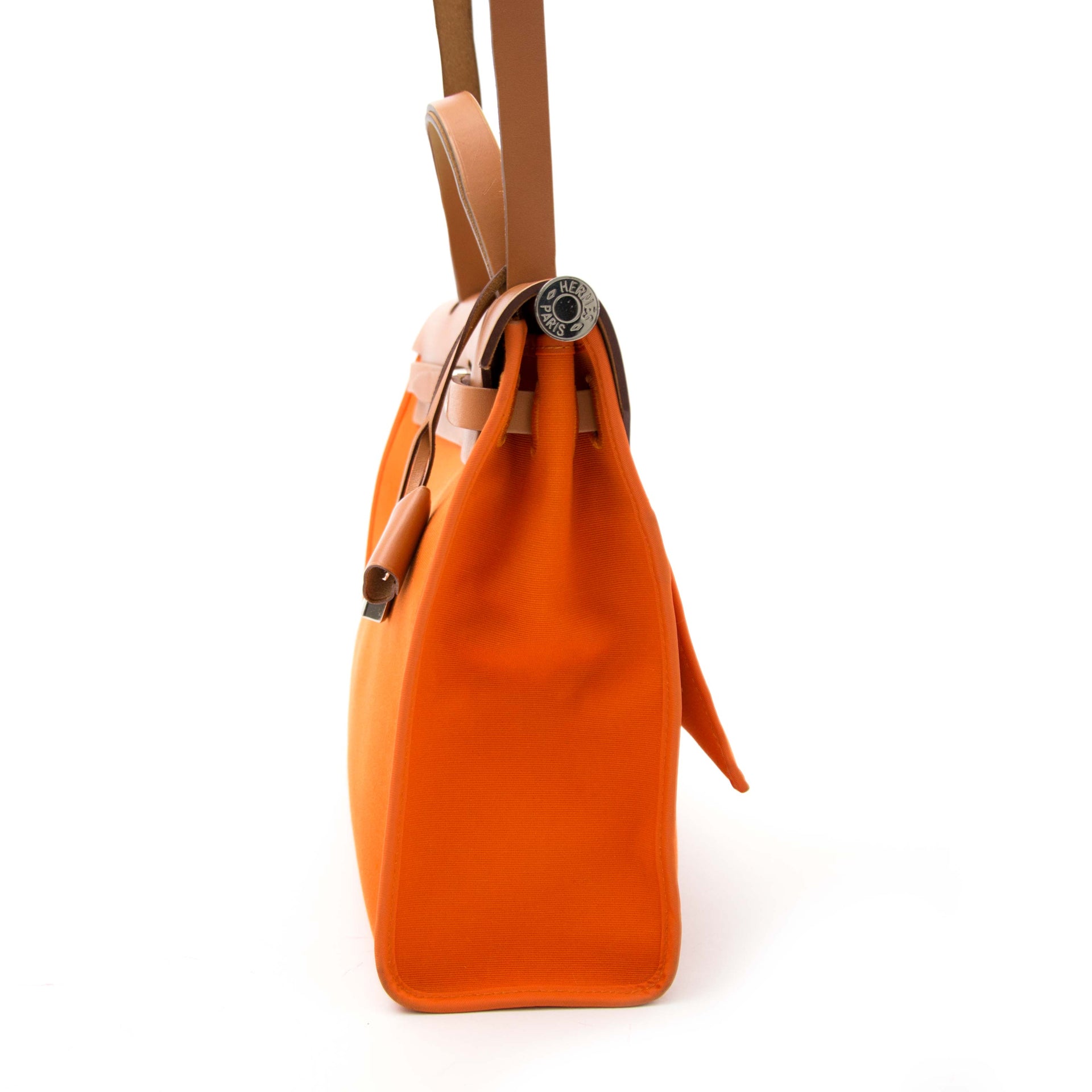 Acheter secur en ligne votre sac Hermès Herbag Zip 31 cm in orange toile officier and vache hunter 100 percent authentique chez Labellov a Anvers