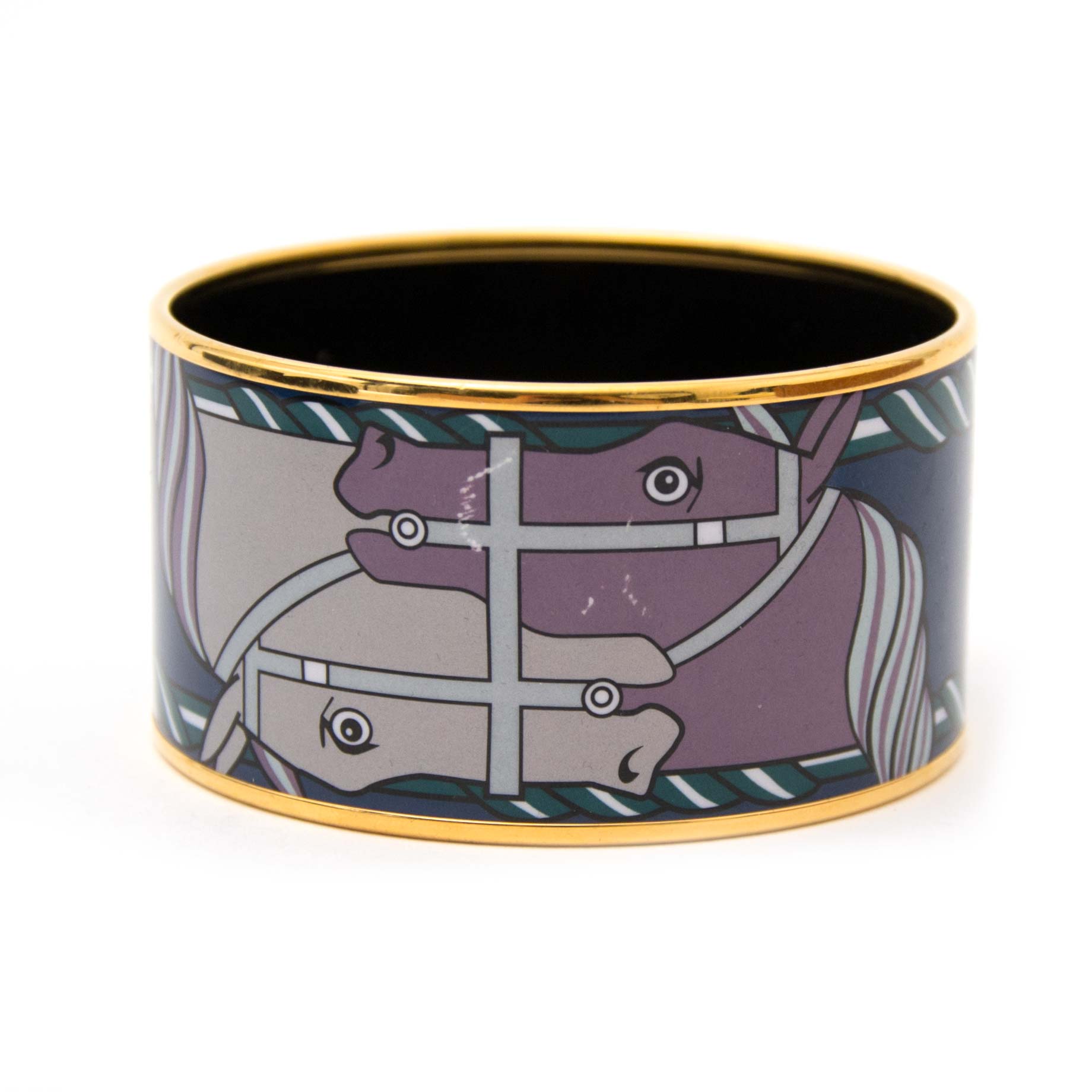 shoçp safe online at the best price secondhand Hermès Printed Enamel Bangle Bracelet