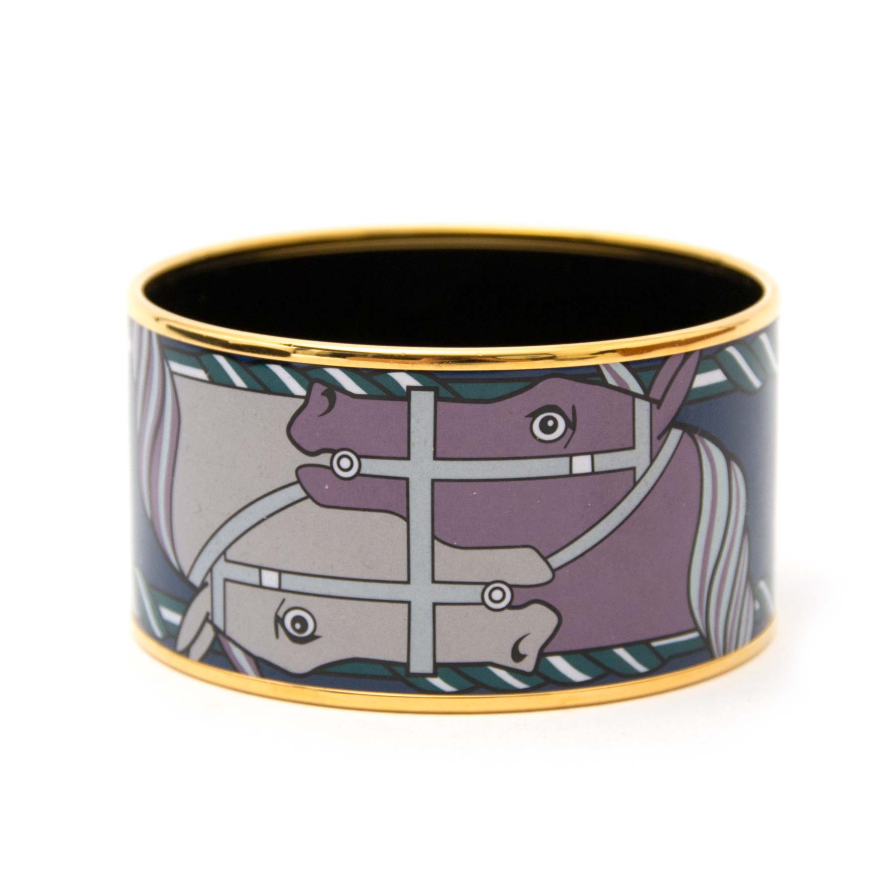 pour le meilleur prix Hermès Printed Enamel Bangle Bracelet