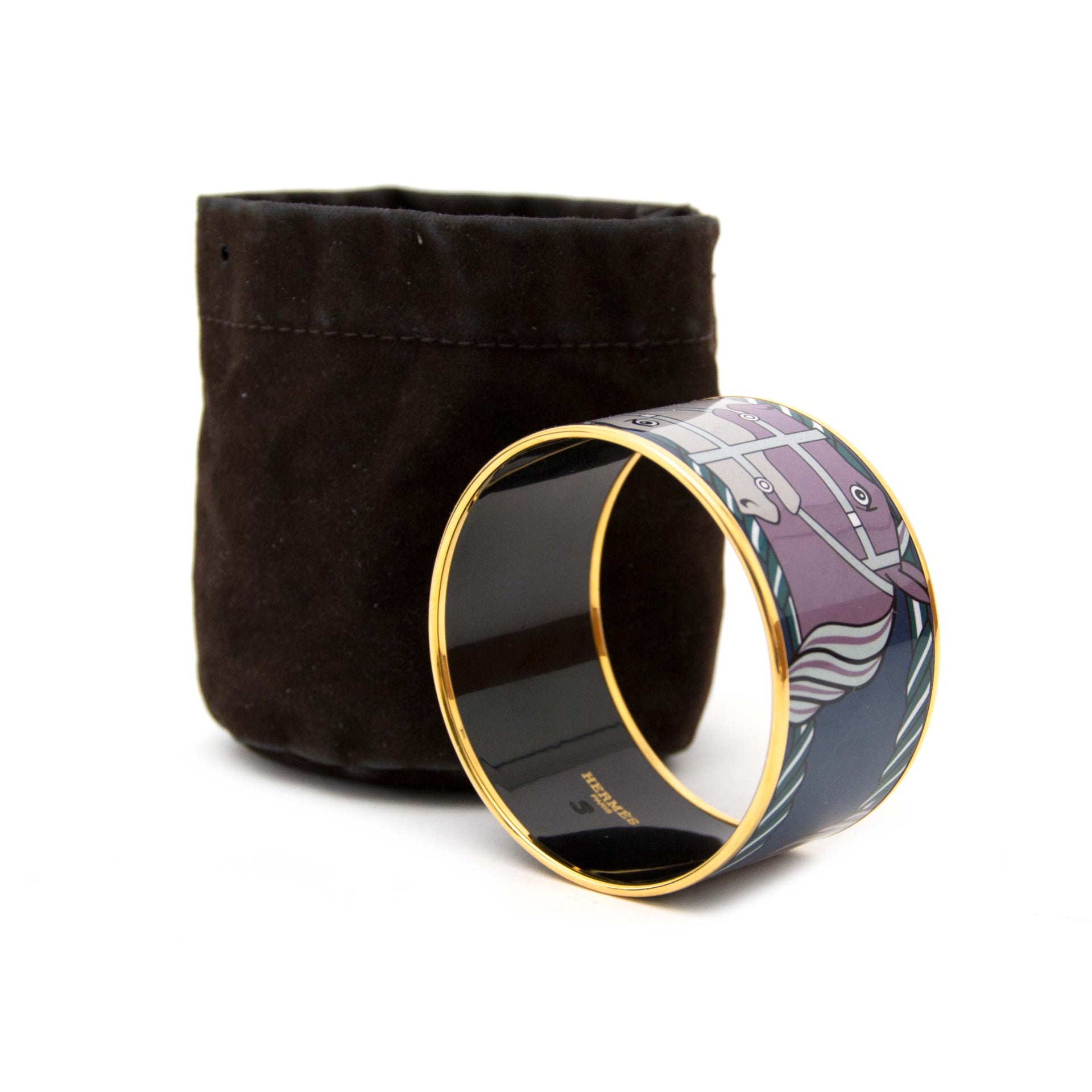 shoçp safe online at the best price secondhand Hermès Printed Enamel Bangle Bracelet