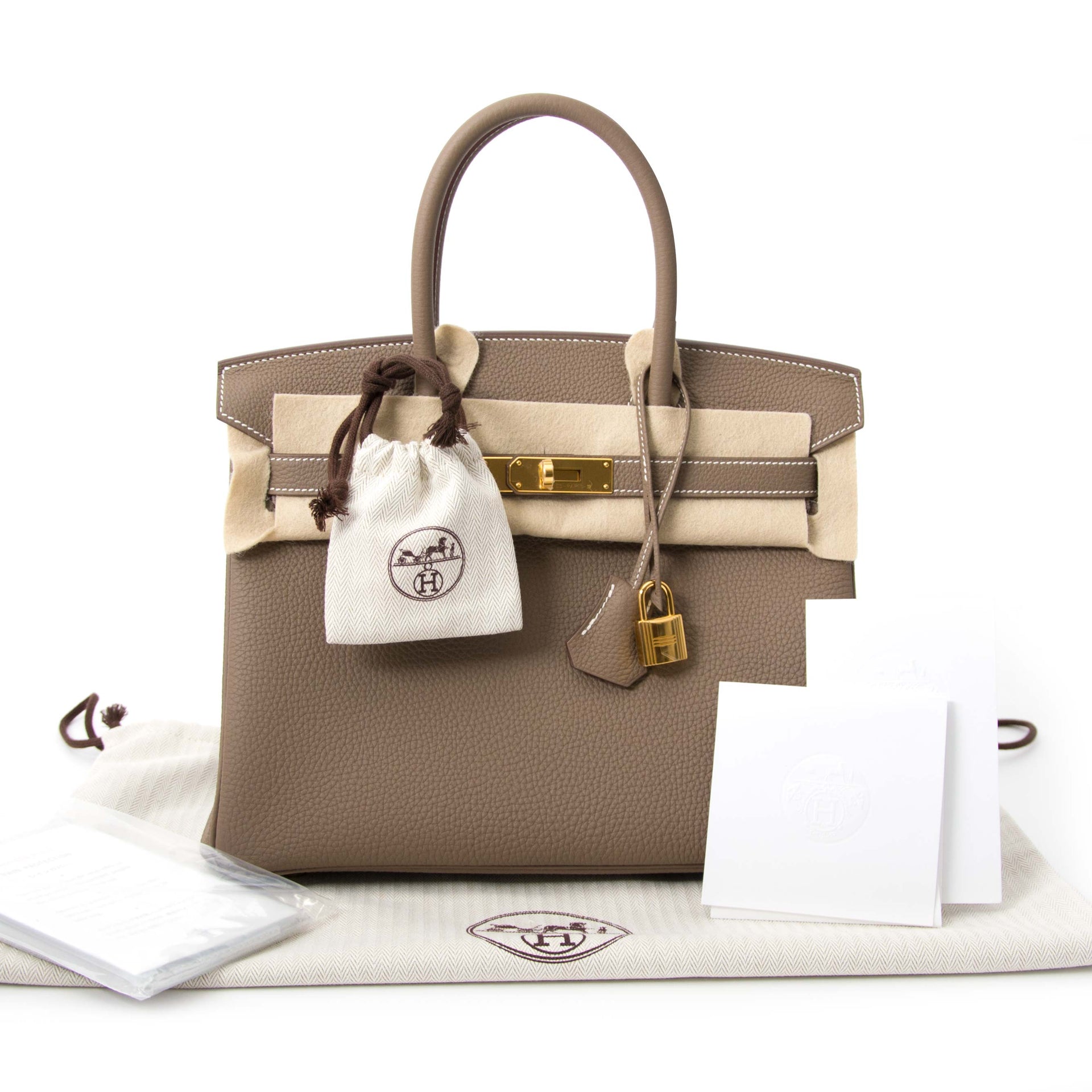 Buy and sell your authentic Hermès Birkin 30 Etoupe Togo GHW