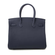 100% authentic Hermès Birkin 30 Toto bleu nuit orange poppy phw