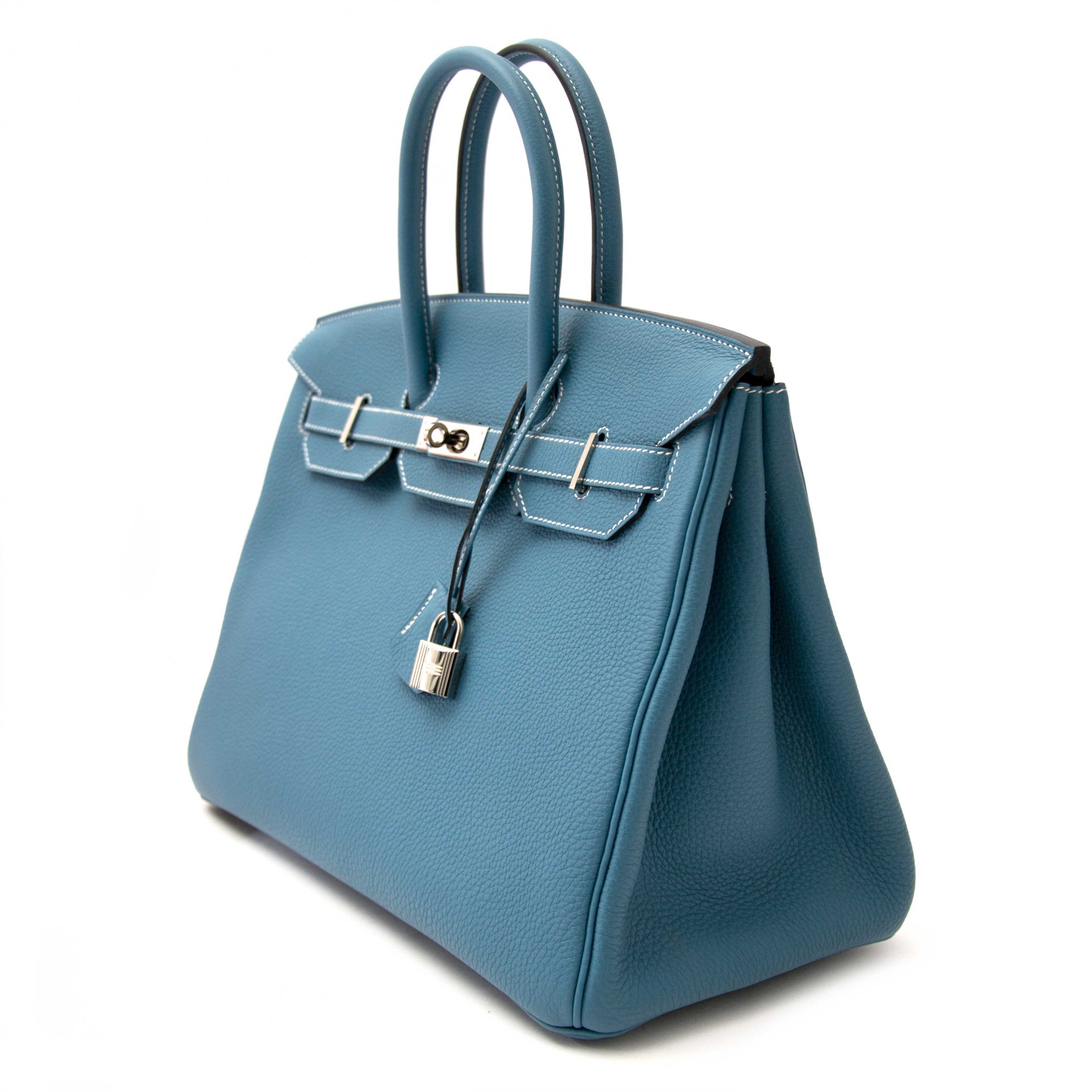 shop worldwide autenthic luxury bags As New Hermes Birkin Blue Jeans Togo 35