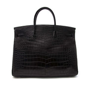 The coveted Hermès Birkin 40 Crocodile Porosus Matte Black PHW exclusively on sale online at labellov in Antwerp