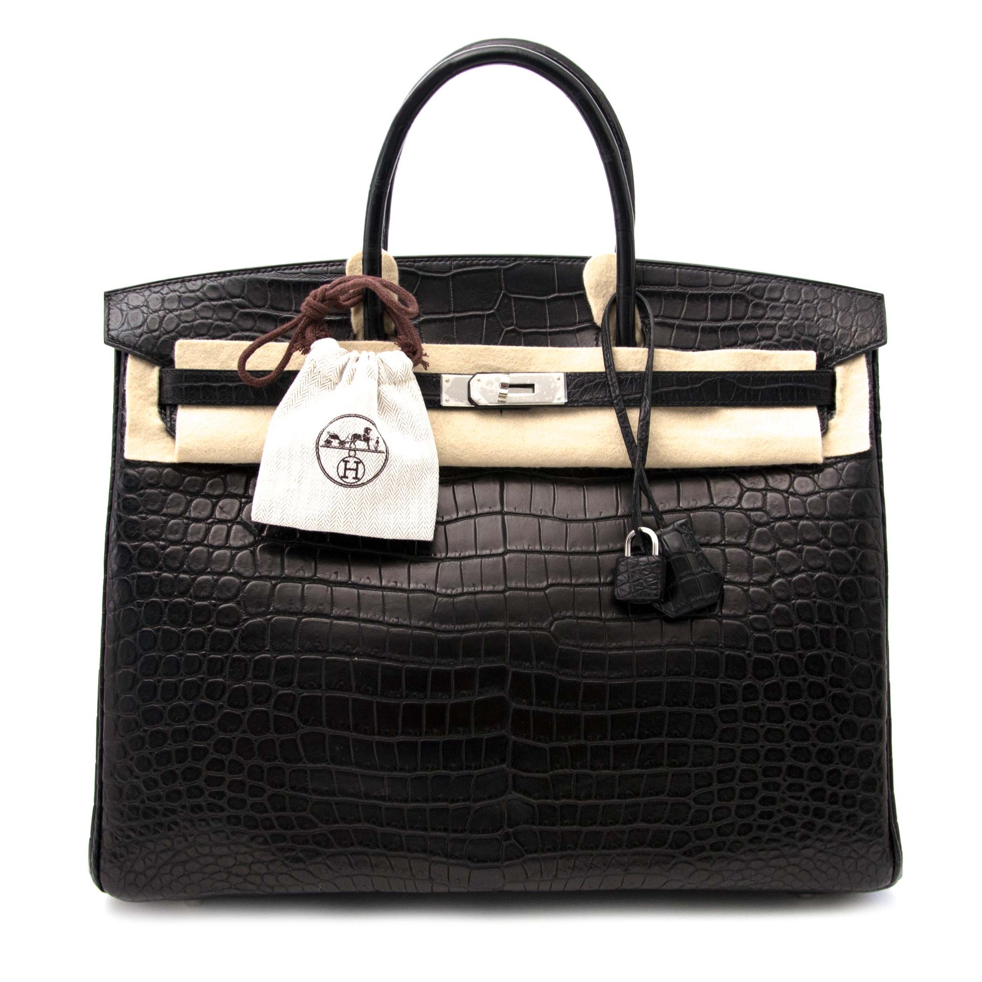 Koop en verkoop uw Hermès Birkin 40 Crocodile Porosus Matte Black PHW bij labellov