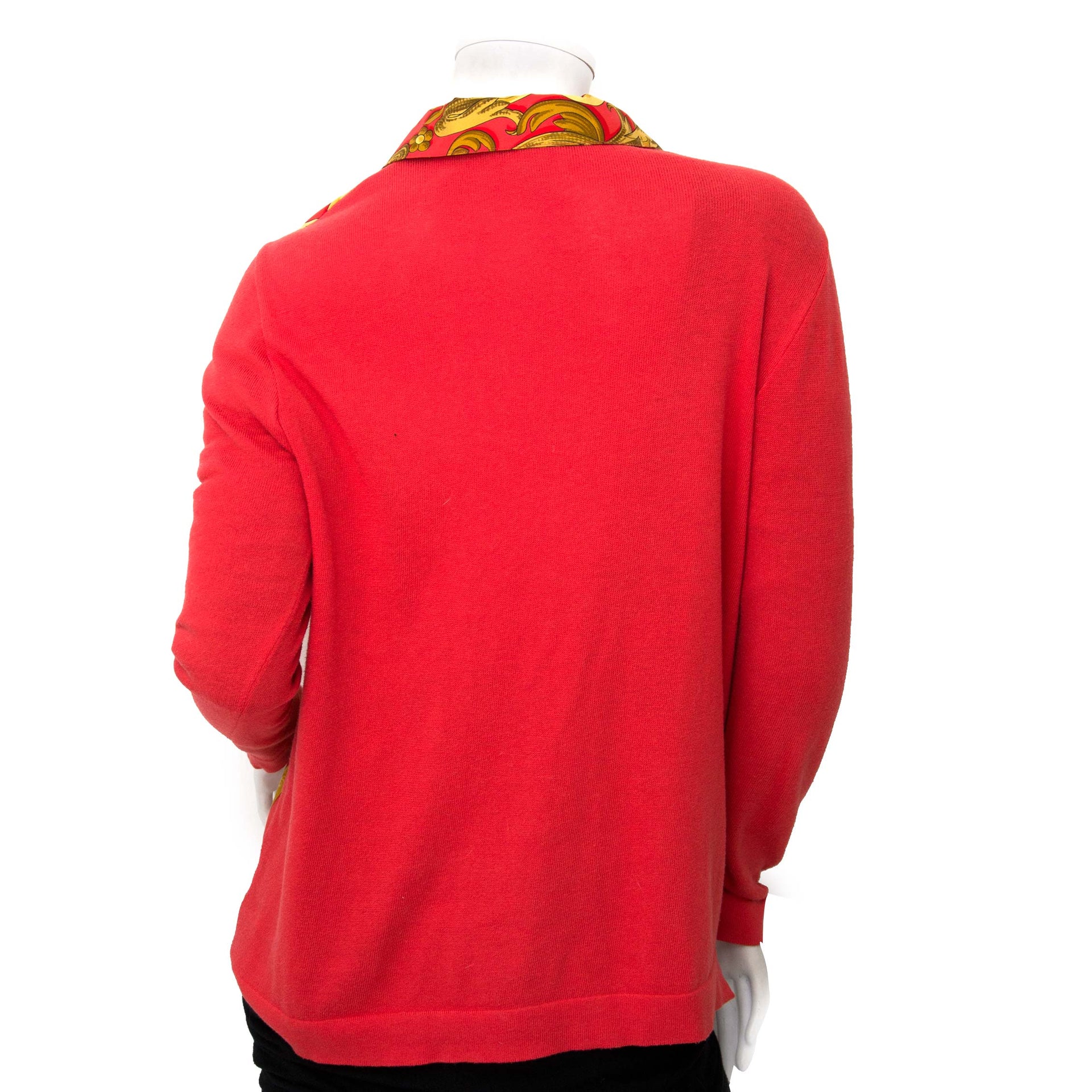 Achetez secur en ligne Hermès Red Printed Silk and Cashmere Top