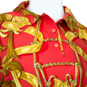Hermès Red Printed Silk and Cashmere Top kopen
