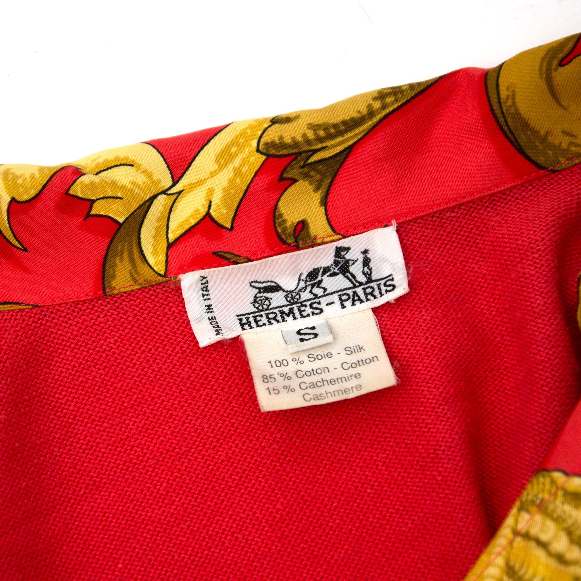 Hermès Red Printed Silk and Cashmere Top kopen en verkopen