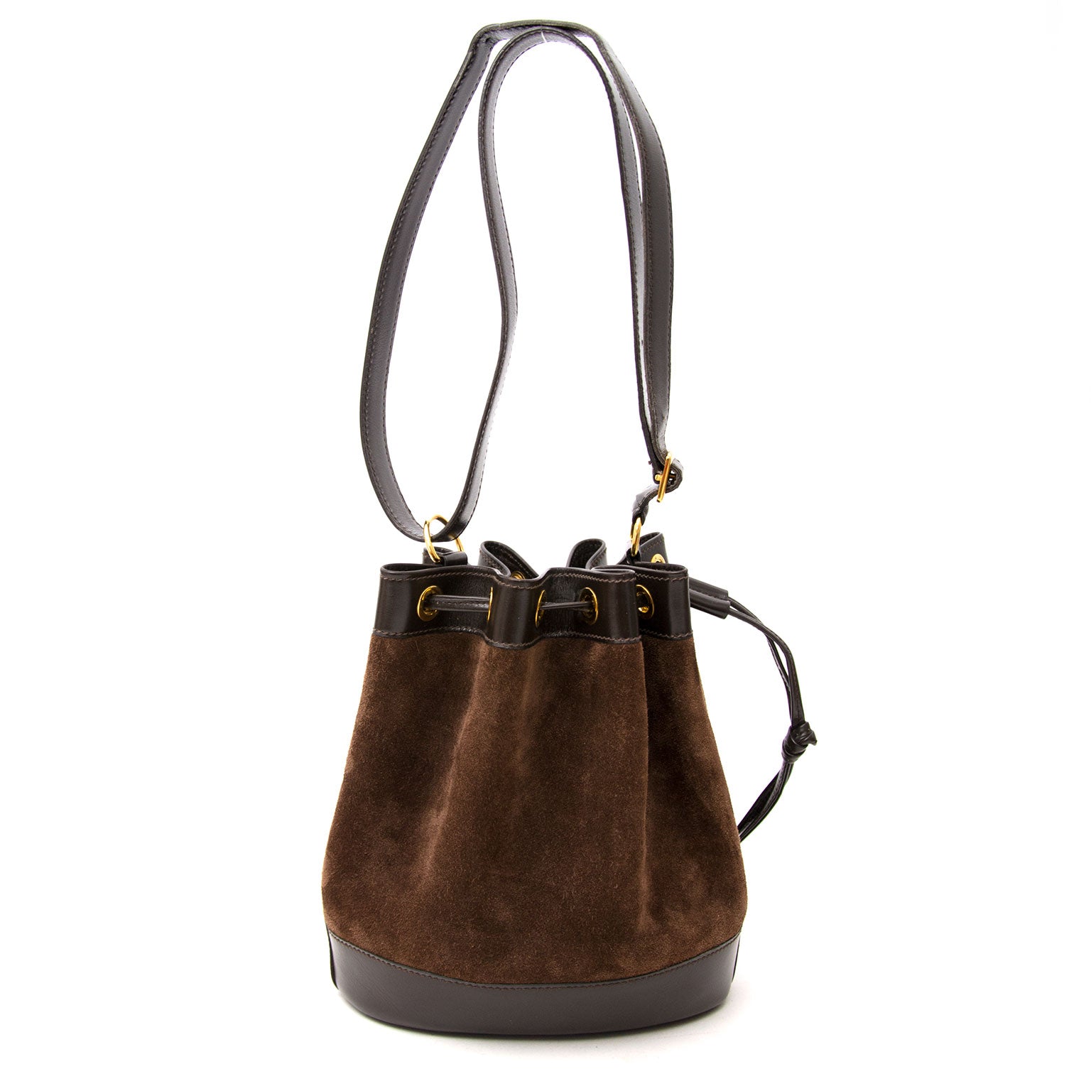 koop veilig tweedehands Hermes Brown Suede Bucket Bag aan de beste prijs