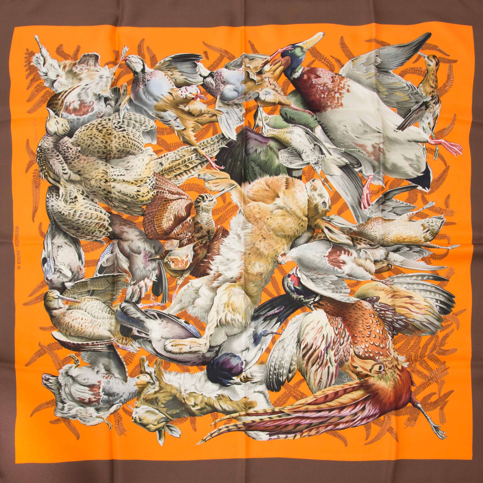 Buy your authentic Hermès Carré de Soie 'Gibiers' by Henri de Linares